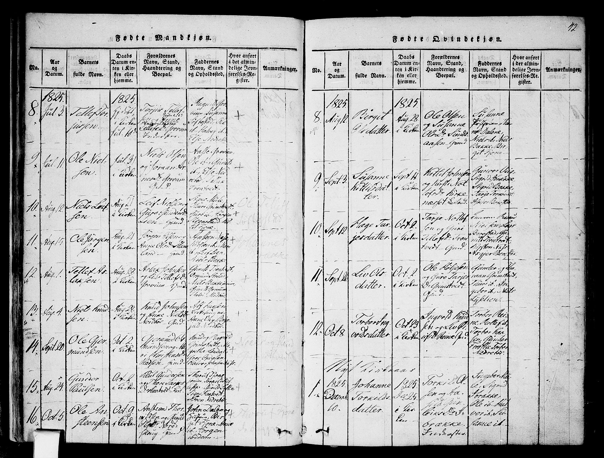 Nissedal kirkebøker, AV/SAKO-A-288/F/Fa/L0002: Parish register (official) no. I 2, 1814-1845, p. 42