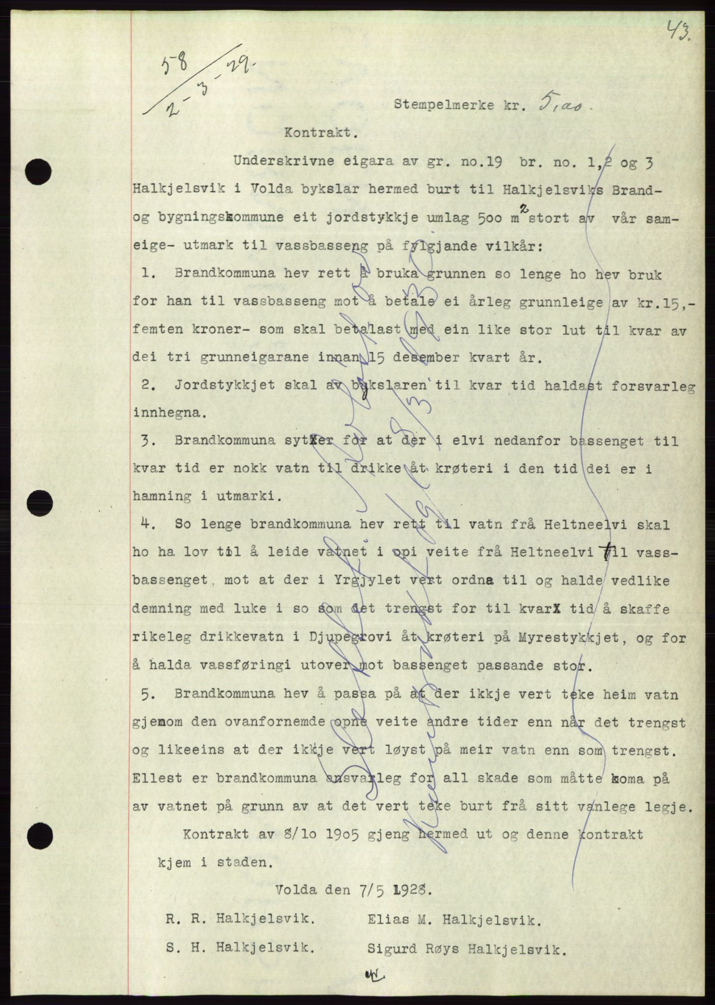 Søre Sunnmøre sorenskriveri, AV/SAT-A-4122/1/2/2C/L0049: Mortgage book no. 43, 1929-1929, Deed date: 02.03.1929