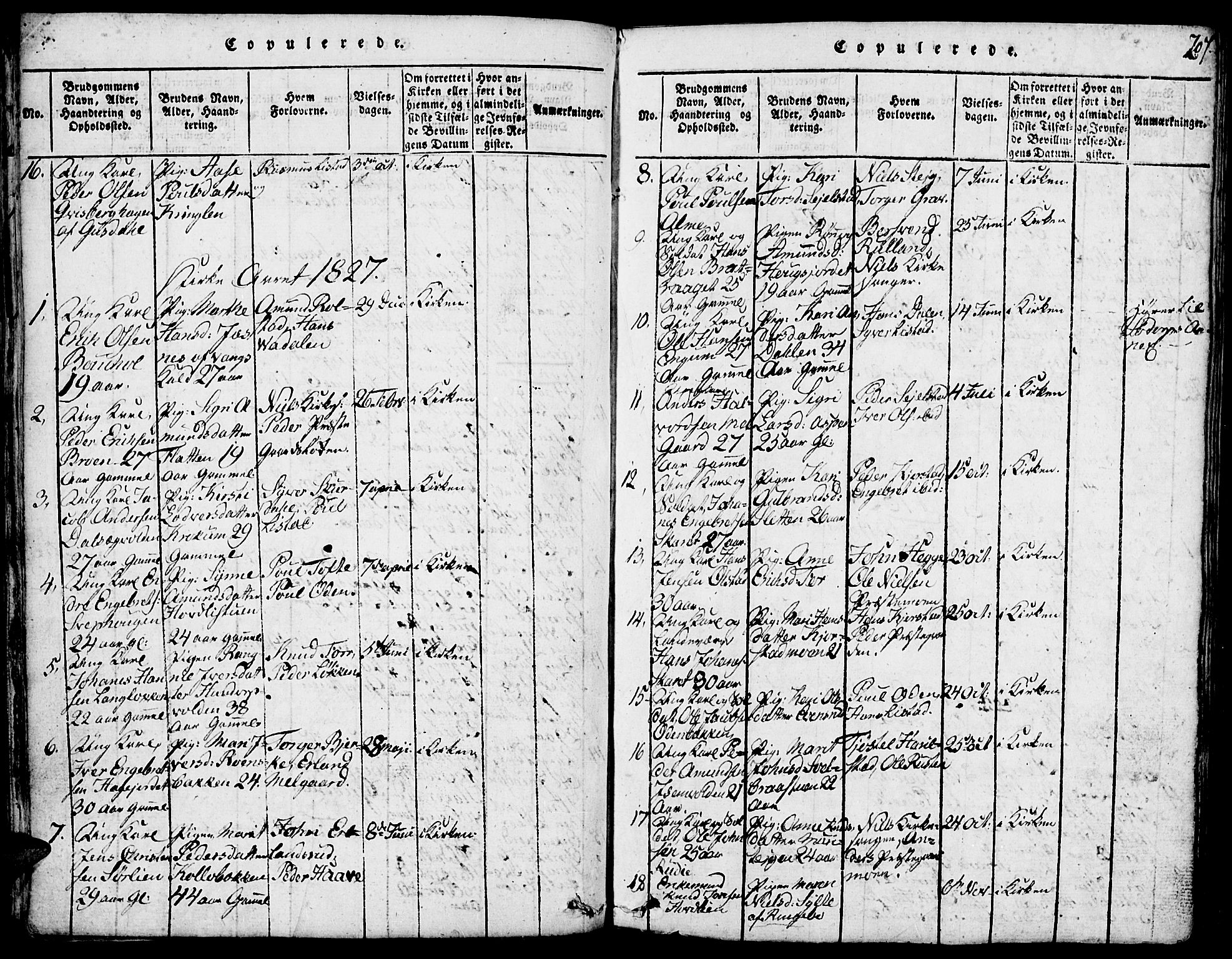 Fron prestekontor, SAH/PREST-078/H/Ha/Hab/L0001: Parish register (copy) no. 1, 1816-1843, p. 207