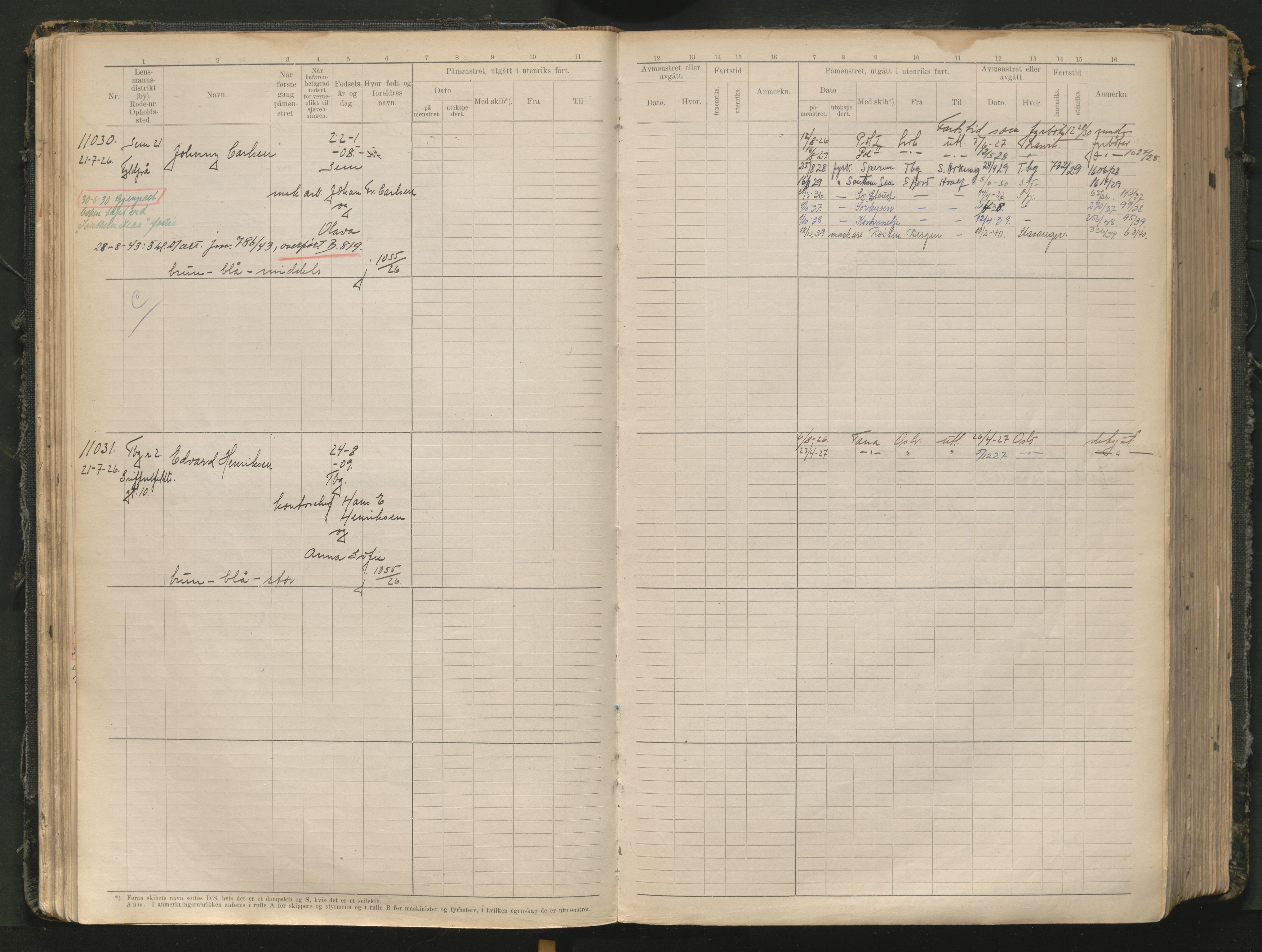 Tønsberg innrulleringskontor, AV/SAKO-A-786/F/Fc/Fcb/L0012: Hovedrulle Patent nr. 10828-12216, 1925-1948