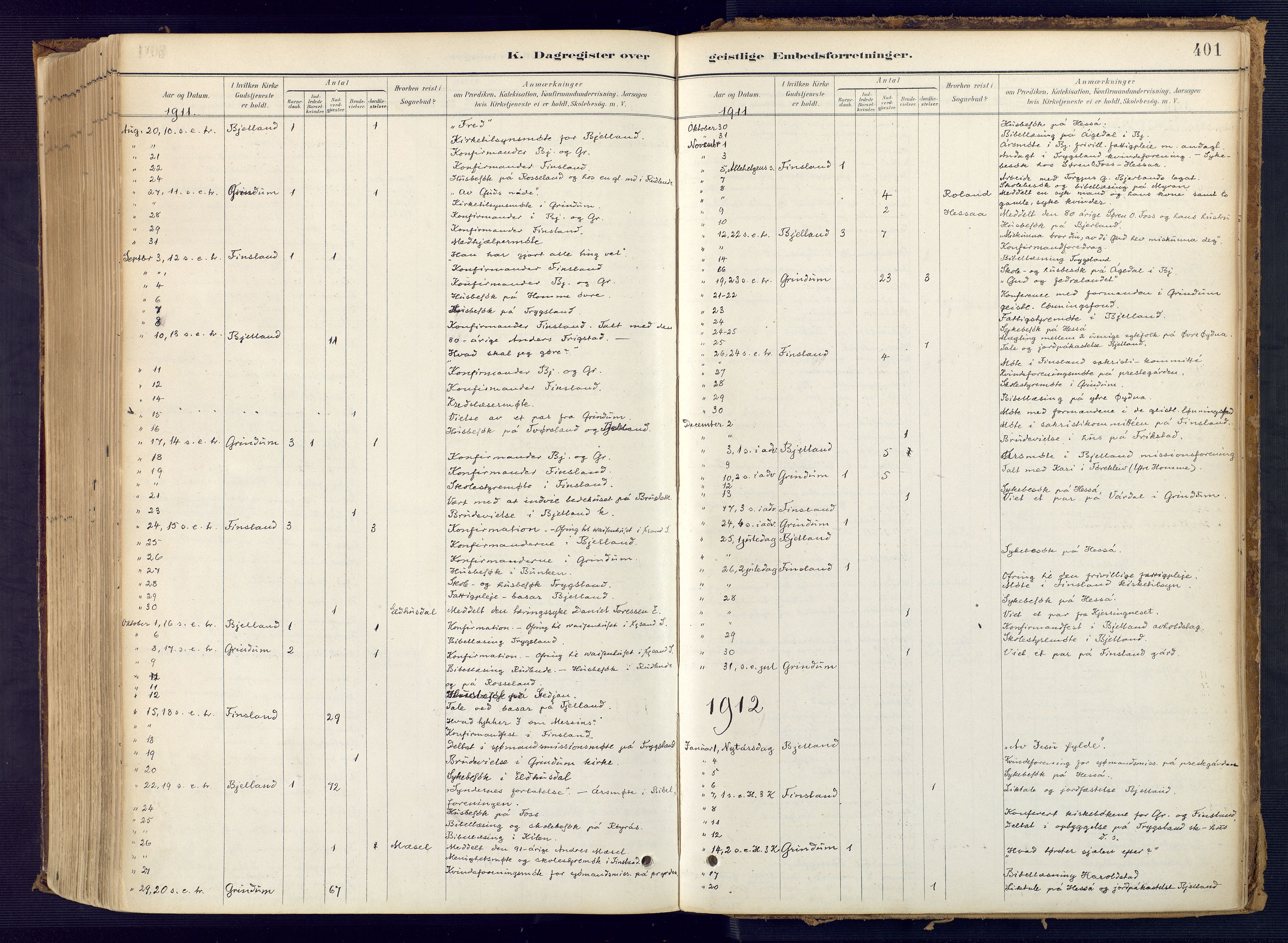 Bjelland sokneprestkontor, AV/SAK-1111-0005/F/Fa/Faa/L0004: Parish register (official) no. A 4, 1887-1923, p. 401