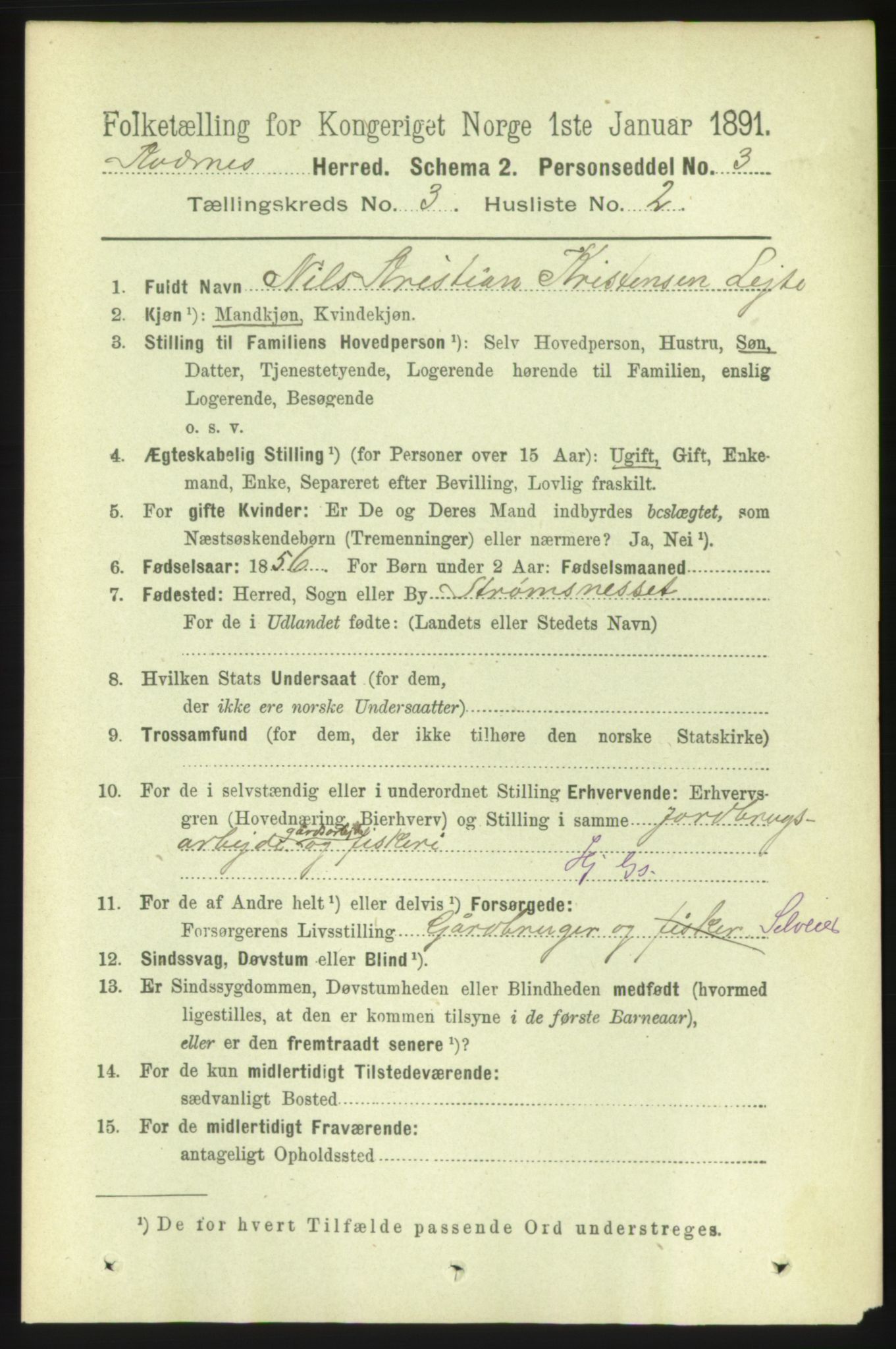 RA, 1891 census for 1553 Kvernes, 1891, p. 1041