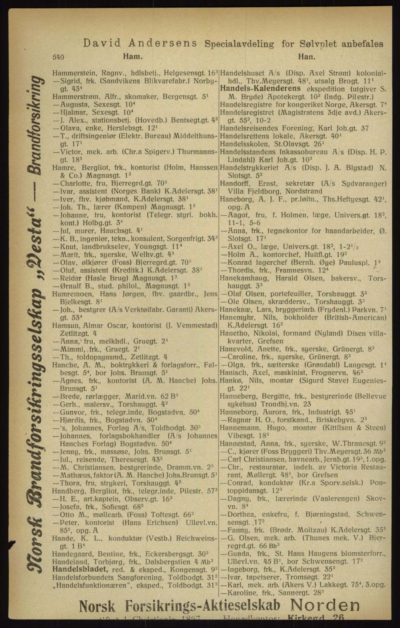 Kristiania/Oslo adressebok, PUBL/-, 1916, p. 540
