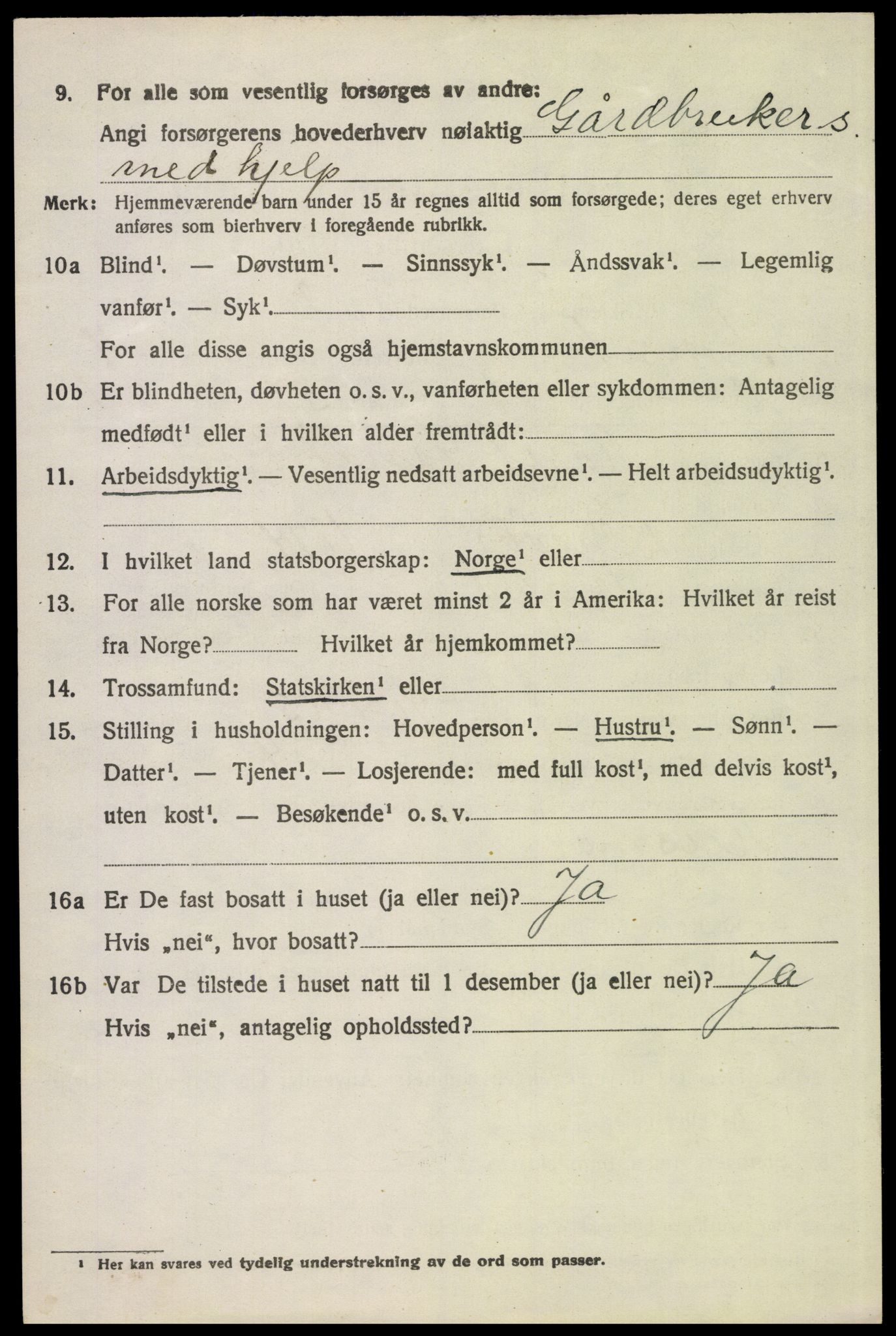 SAH, 1920 census for Tynset, 1920, p. 3203