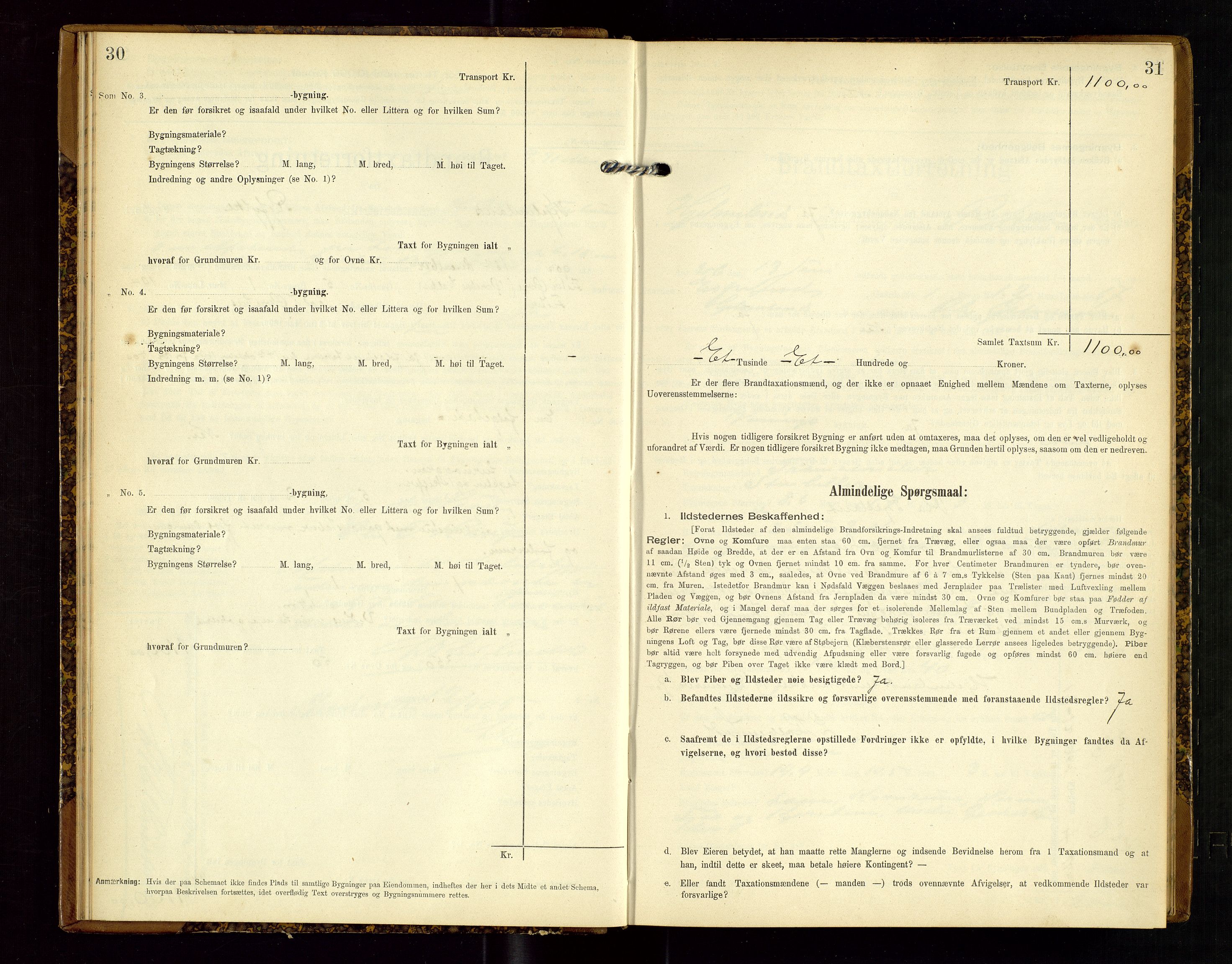 Hjelmeland lensmannskontor, SAST/A-100439/Gob/L0002: "Brandtaxationsprotokol", 1904-1920, p. 30-31