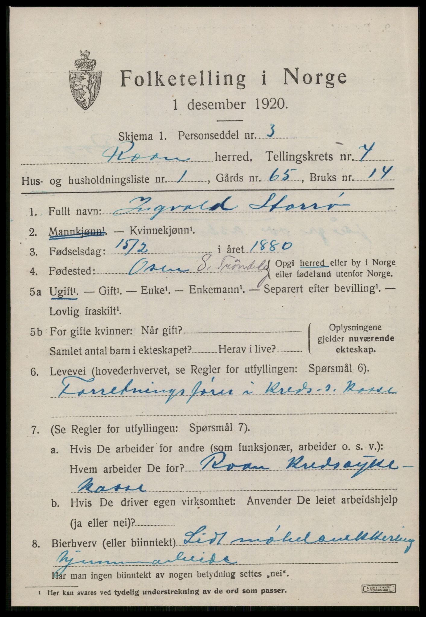 SAT, 1920 census for Roan, 1920, p. 2947