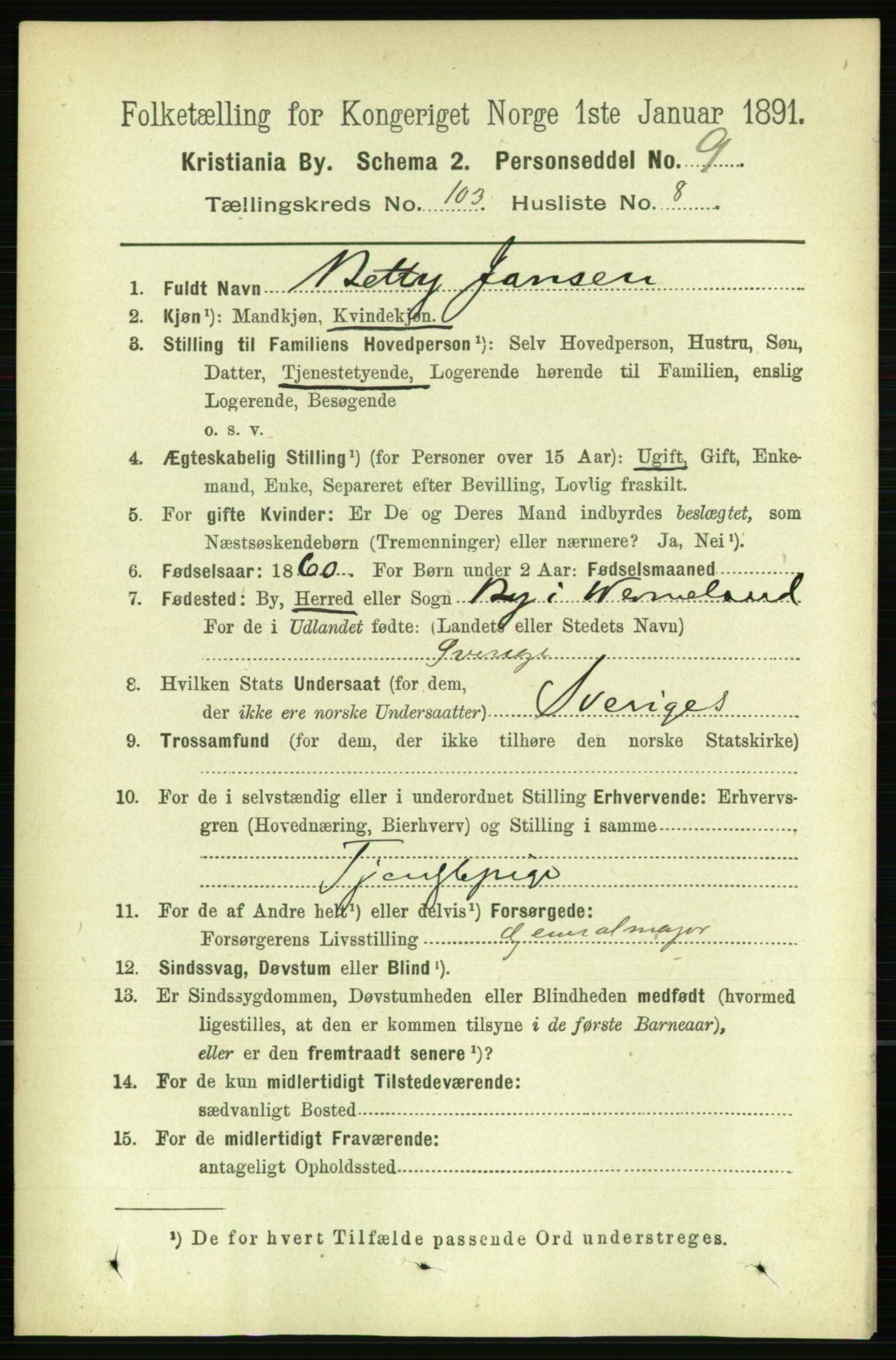 RA, 1891 census for 0301 Kristiania, 1891, p. 51523