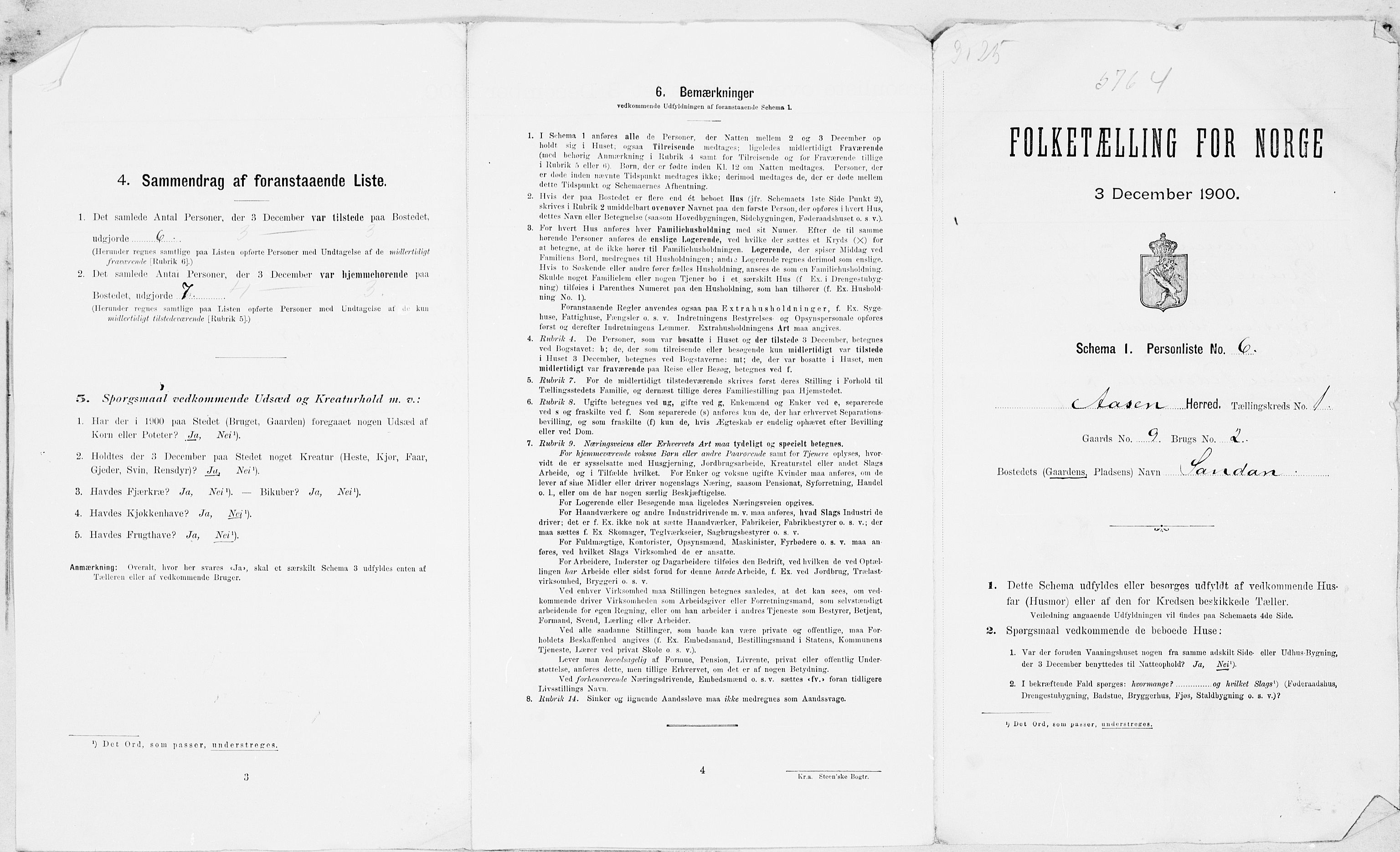 SAT, 1900 census for Åsen, 1900, p. 14