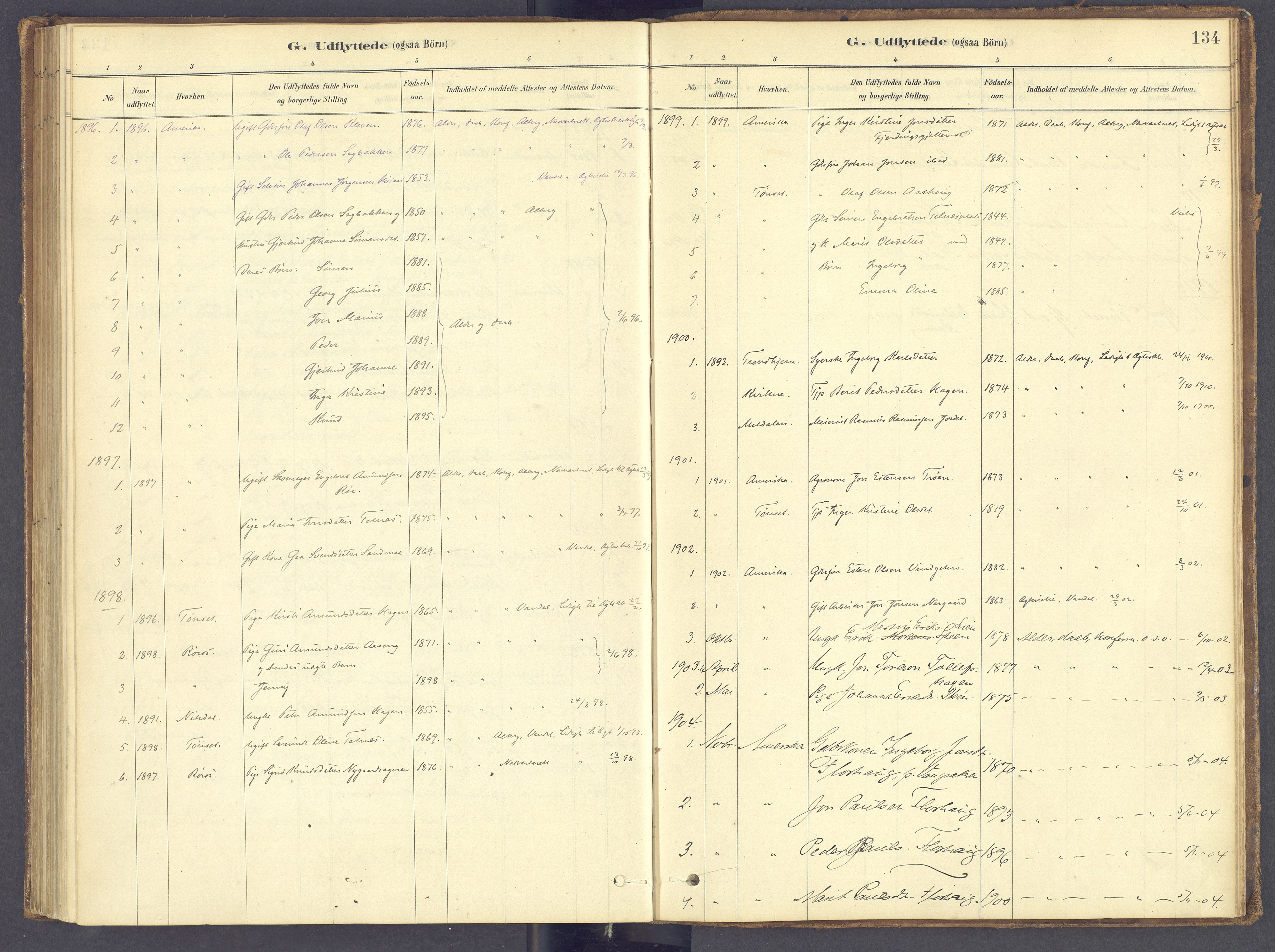 Tolga prestekontor, AV/SAH-PREST-062/K/L0012: Parish register (official) no. 12, 1877-1925, p. 134