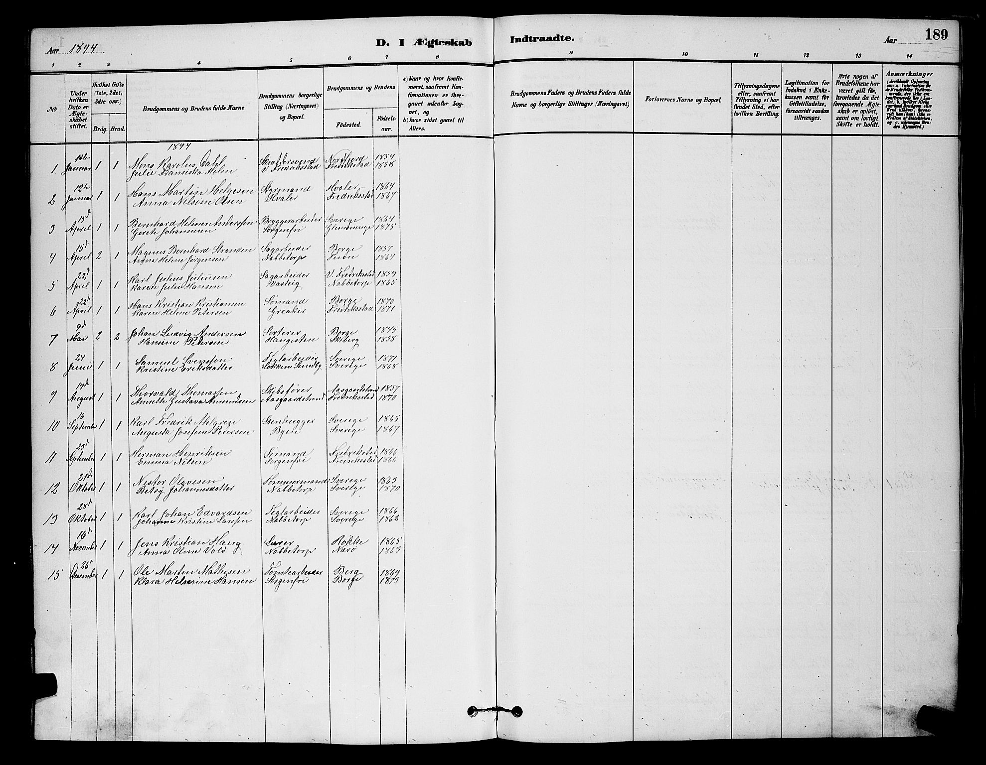 Østre Fredrikstad prestekontor Kirkebøker, AV/SAO-A-10907/G/Ga/L0001: Parish register (copy) no. 1, 1880-1899, p. 189