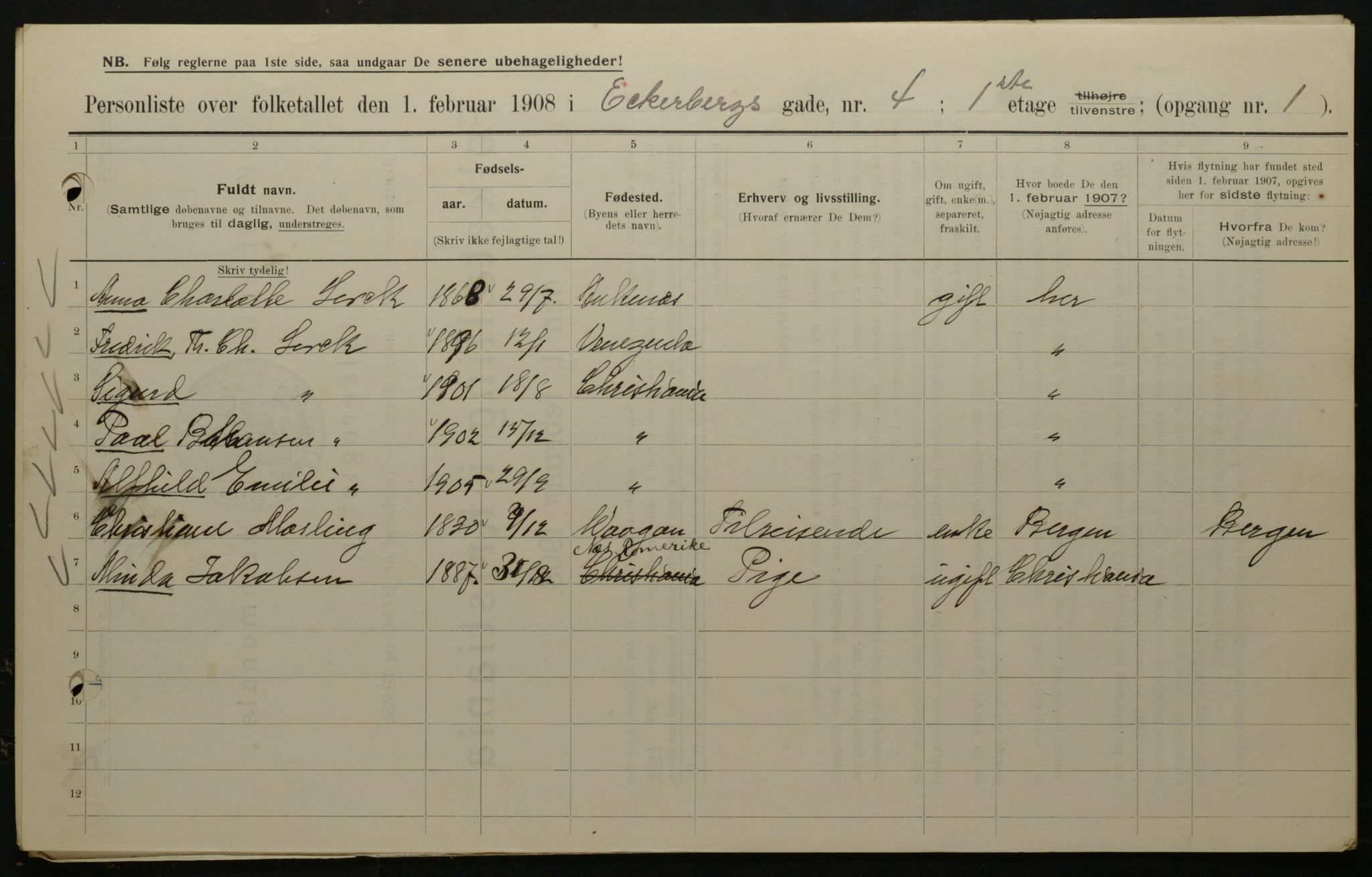 OBA, Municipal Census 1908 for Kristiania, 1908, p. 16826