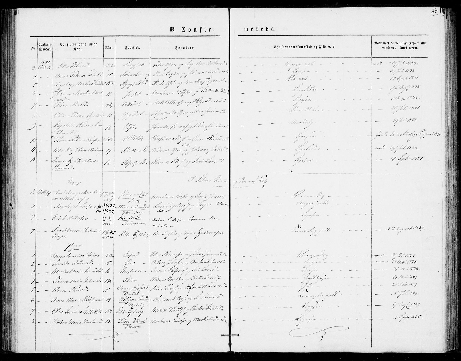 Ministerialprotokoller, klokkerbøker og fødselsregistre - Møre og Romsdal, SAT/A-1454/524/L0353: Parish register (official) no. 524A05, 1848-1856, p. 57