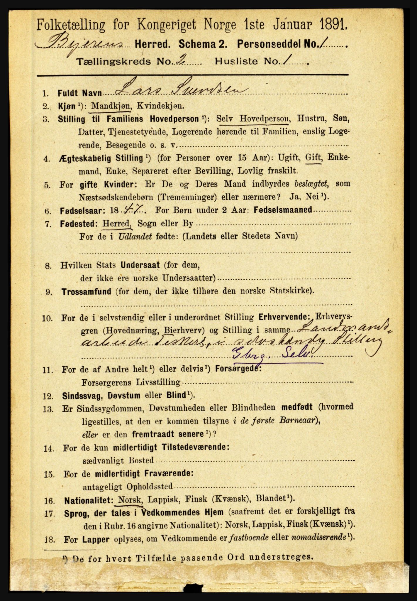 RA, 1891 census for 1839 Beiarn, 1891, p. 385