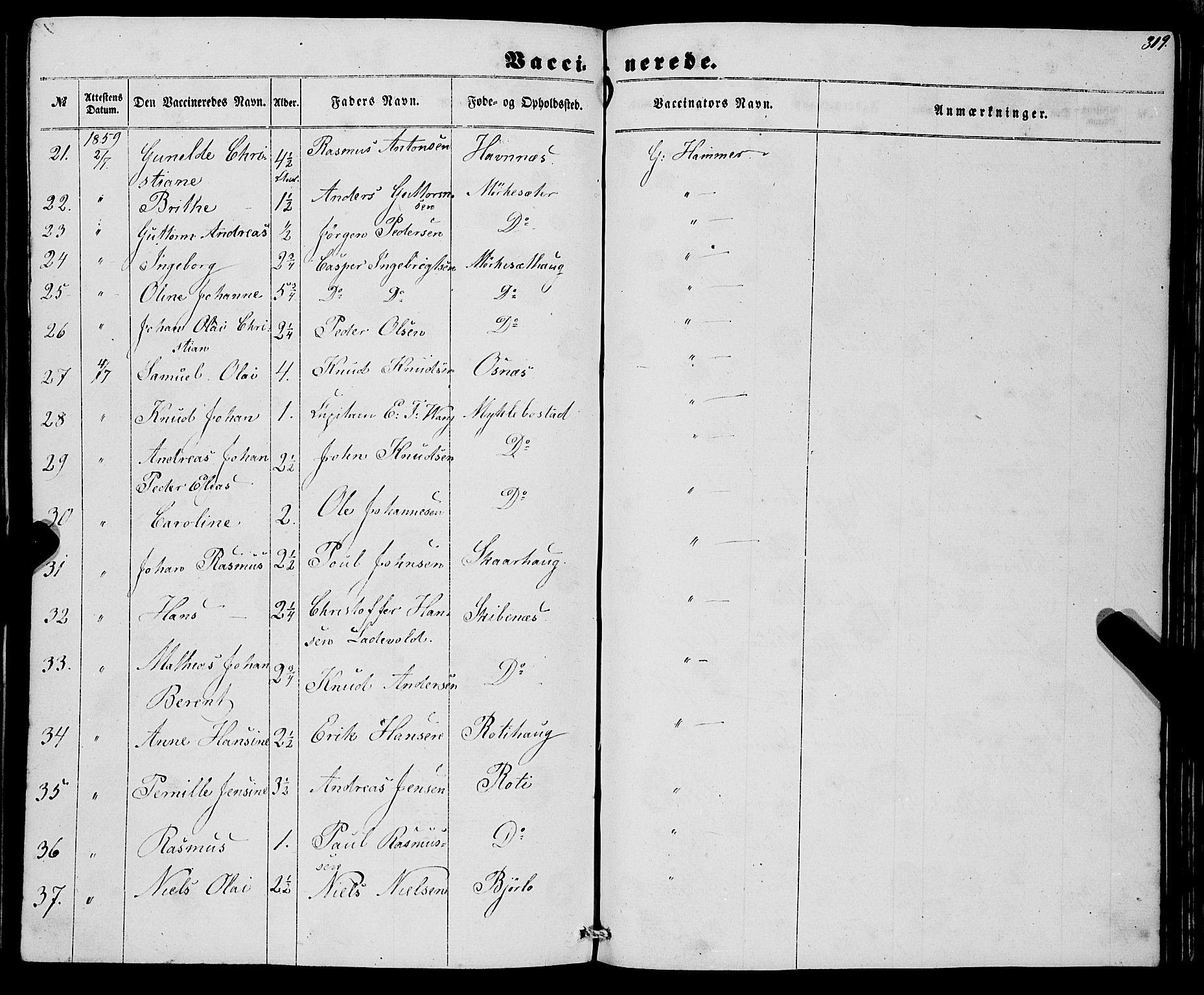 Eid sokneprestembete, SAB/A-82301/H/Haa/Haaa/L0008: Parish register (official) no. A 8, 1858-1860, p. 319