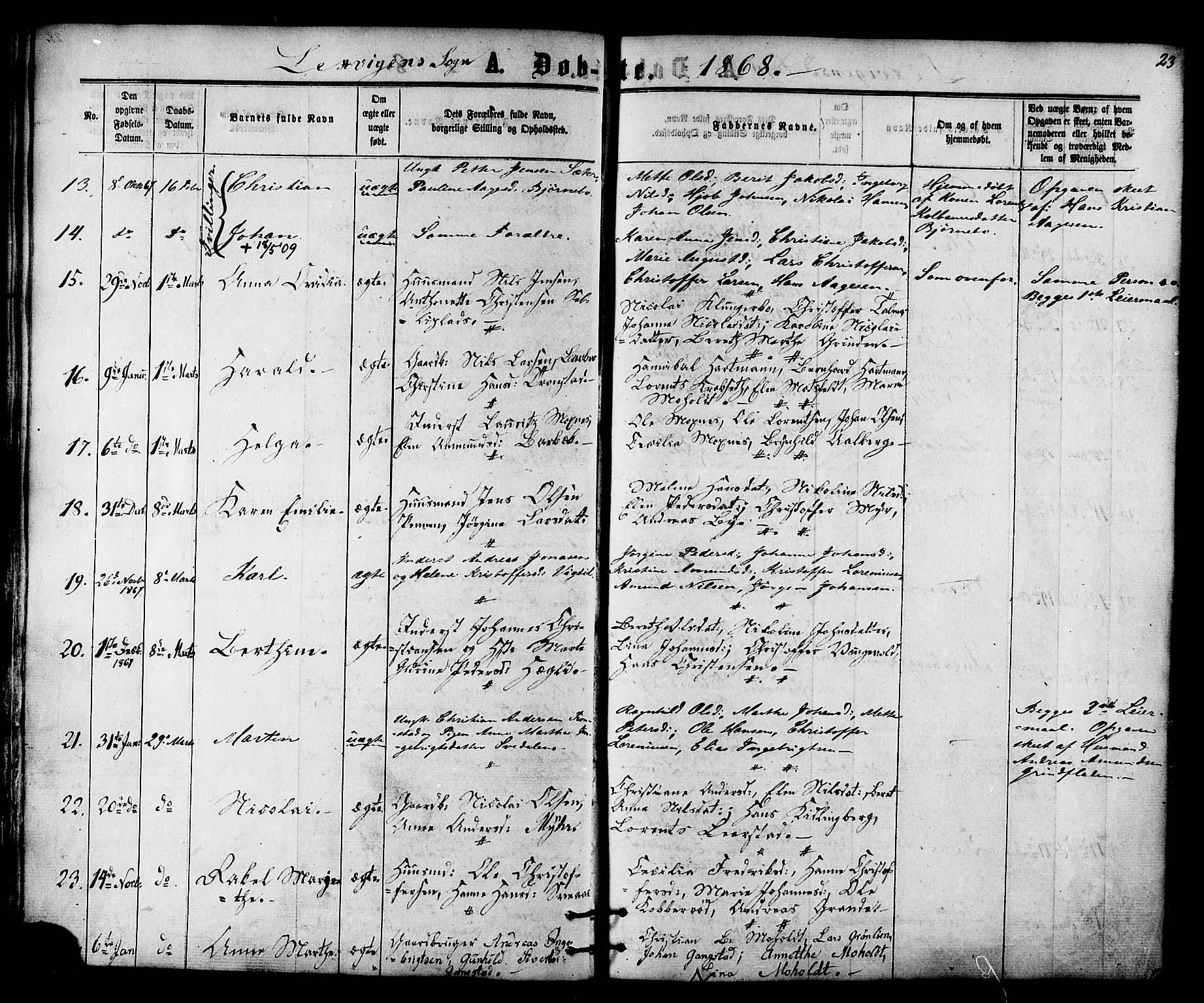 Ministerialprotokoller, klokkerbøker og fødselsregistre - Nord-Trøndelag, SAT/A-1458/701/L0009: Parish register (official) no. 701A09 /1, 1864-1882, p. 23