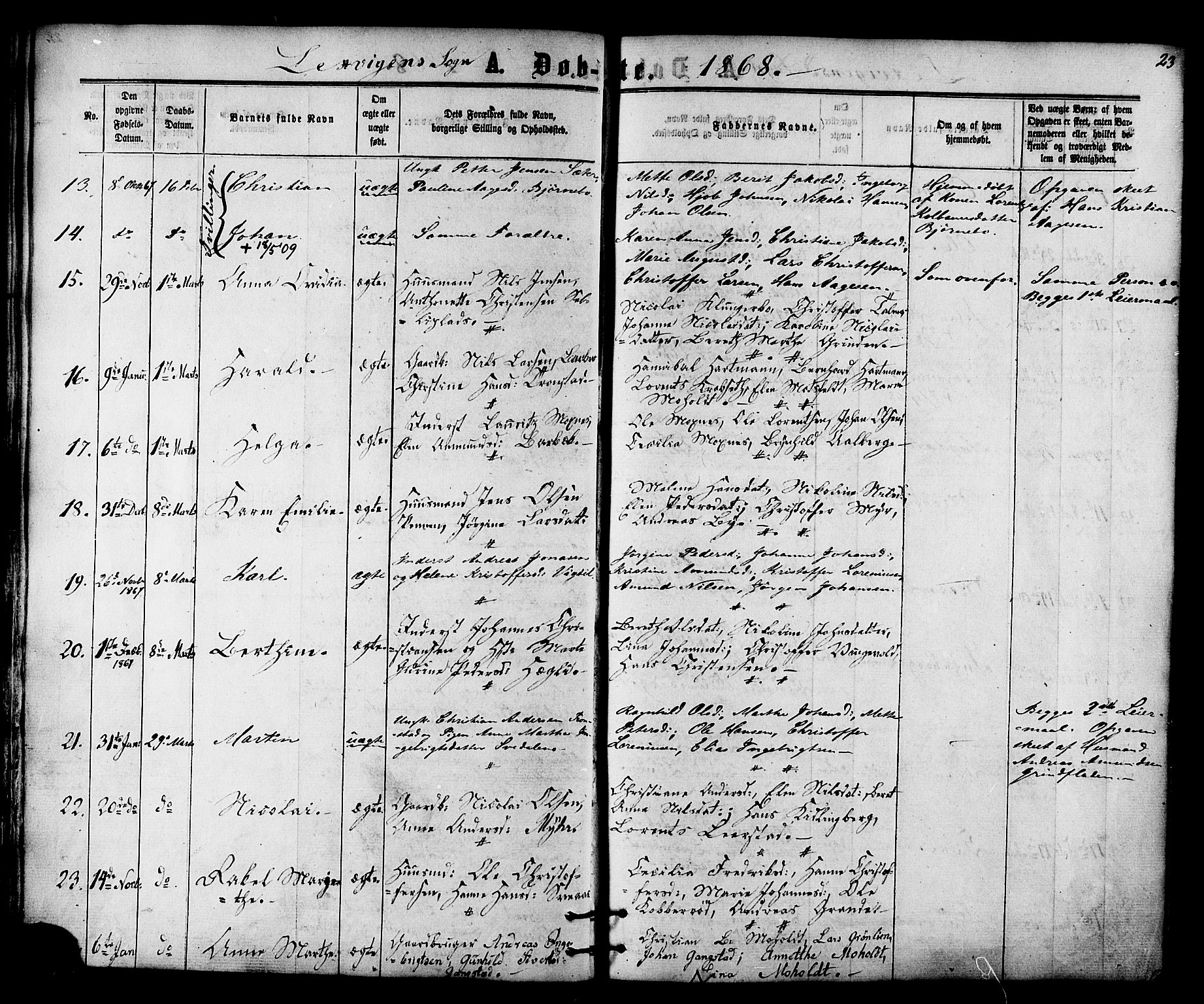 Ministerialprotokoller, klokkerbøker og fødselsregistre - Nord-Trøndelag, AV/SAT-A-1458/701/L0009: Parish register (official) no. 701A09 /1, 1864-1882, p. 23