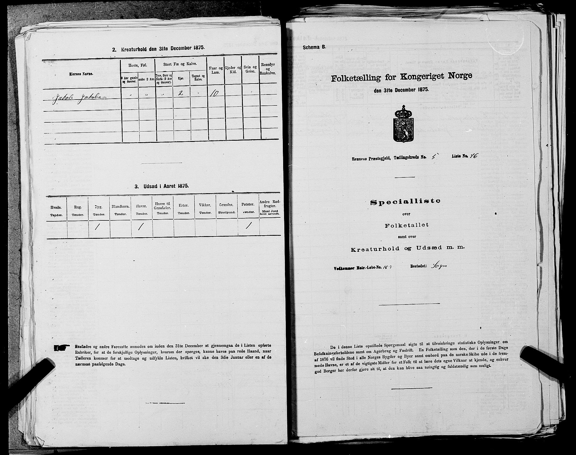 SAST, 1875 census for 1142P Rennesøy, 1875, p. 722