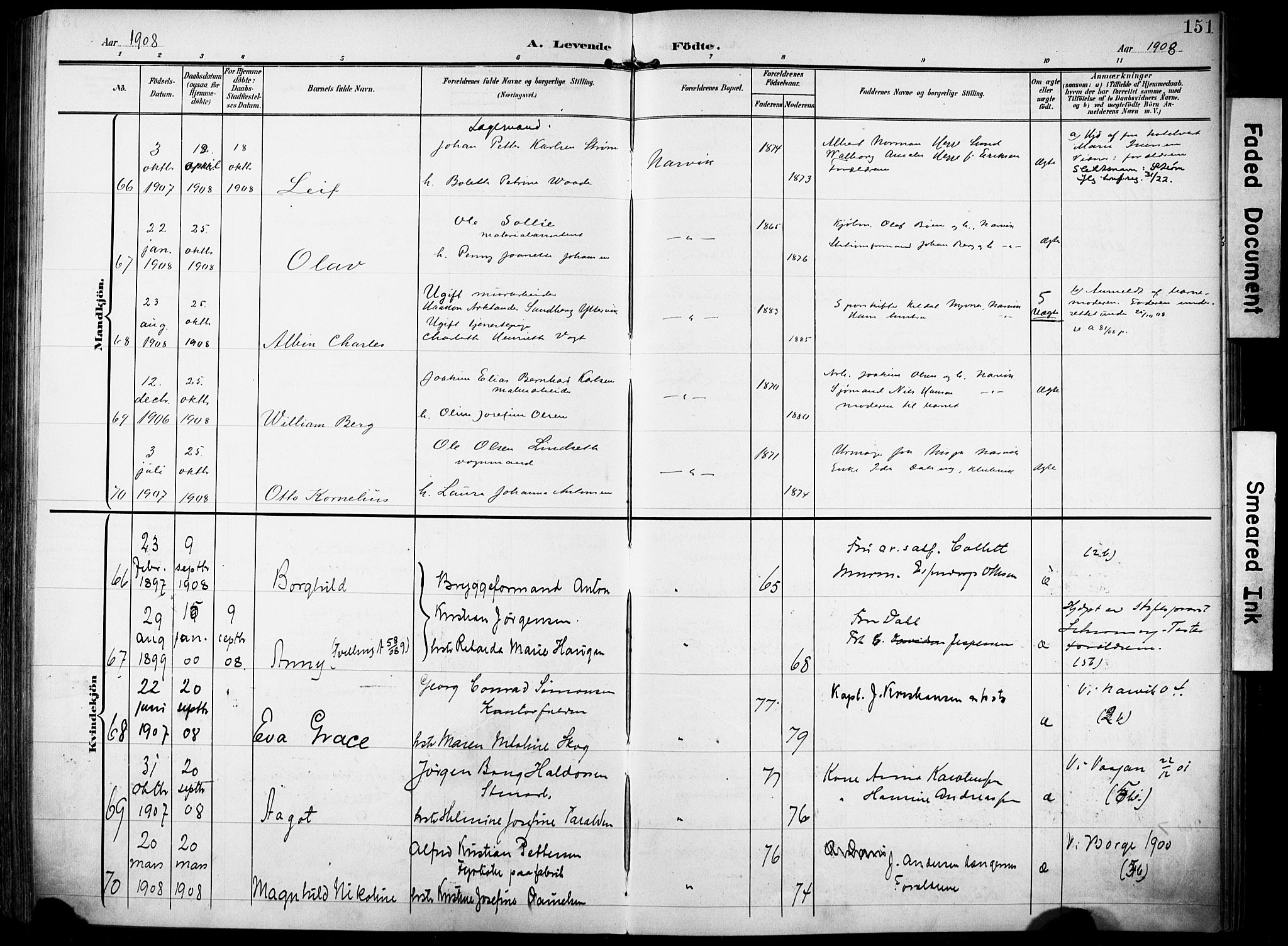 Ministerialprotokoller, klokkerbøker og fødselsregistre - Nordland, SAT/A-1459/871/L0994: Parish register (official) no. 871A10, 1902-1910, p. 151