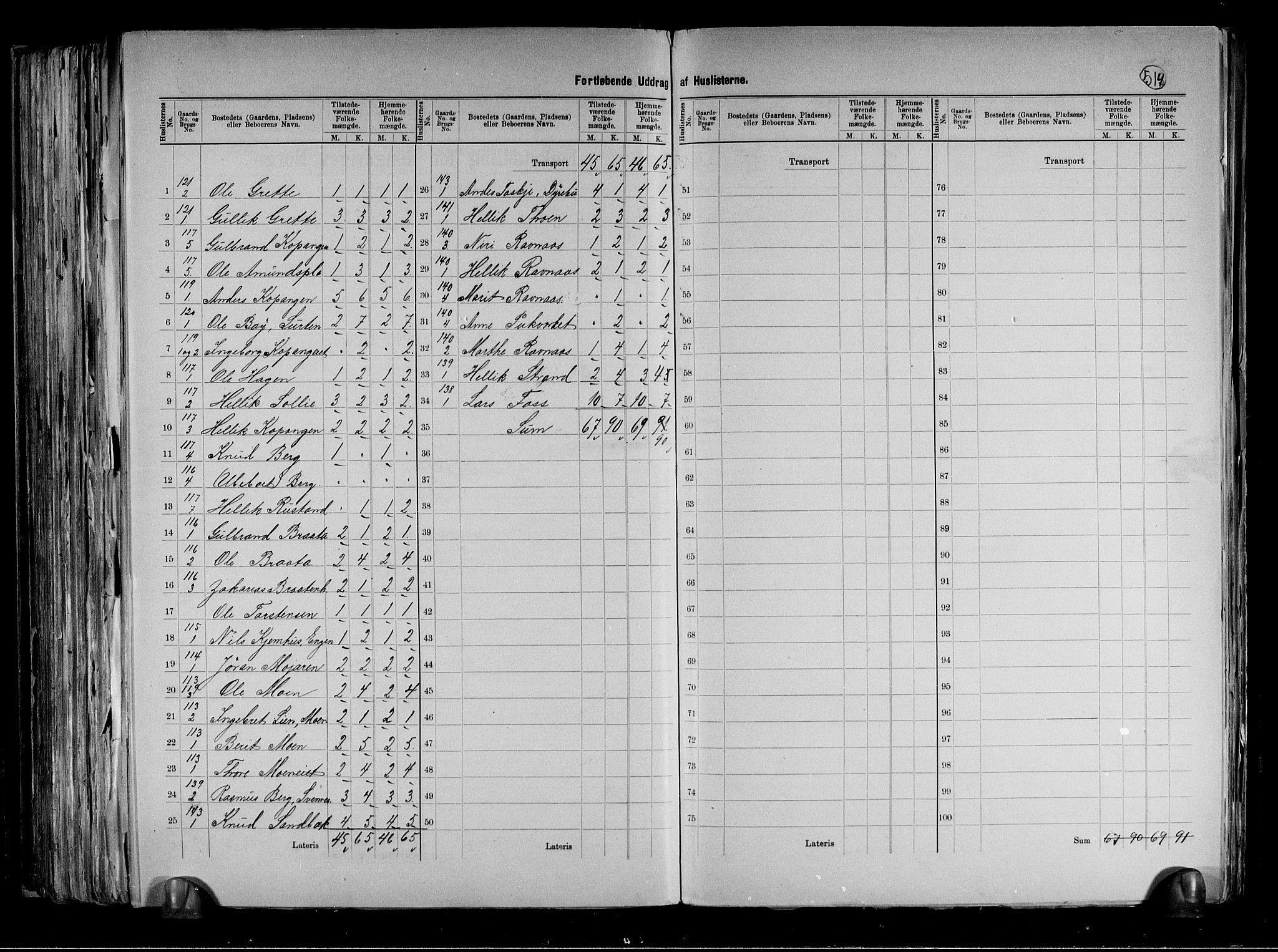 RA, 1891 census for 0631 Flesberg, 1891, p. 19