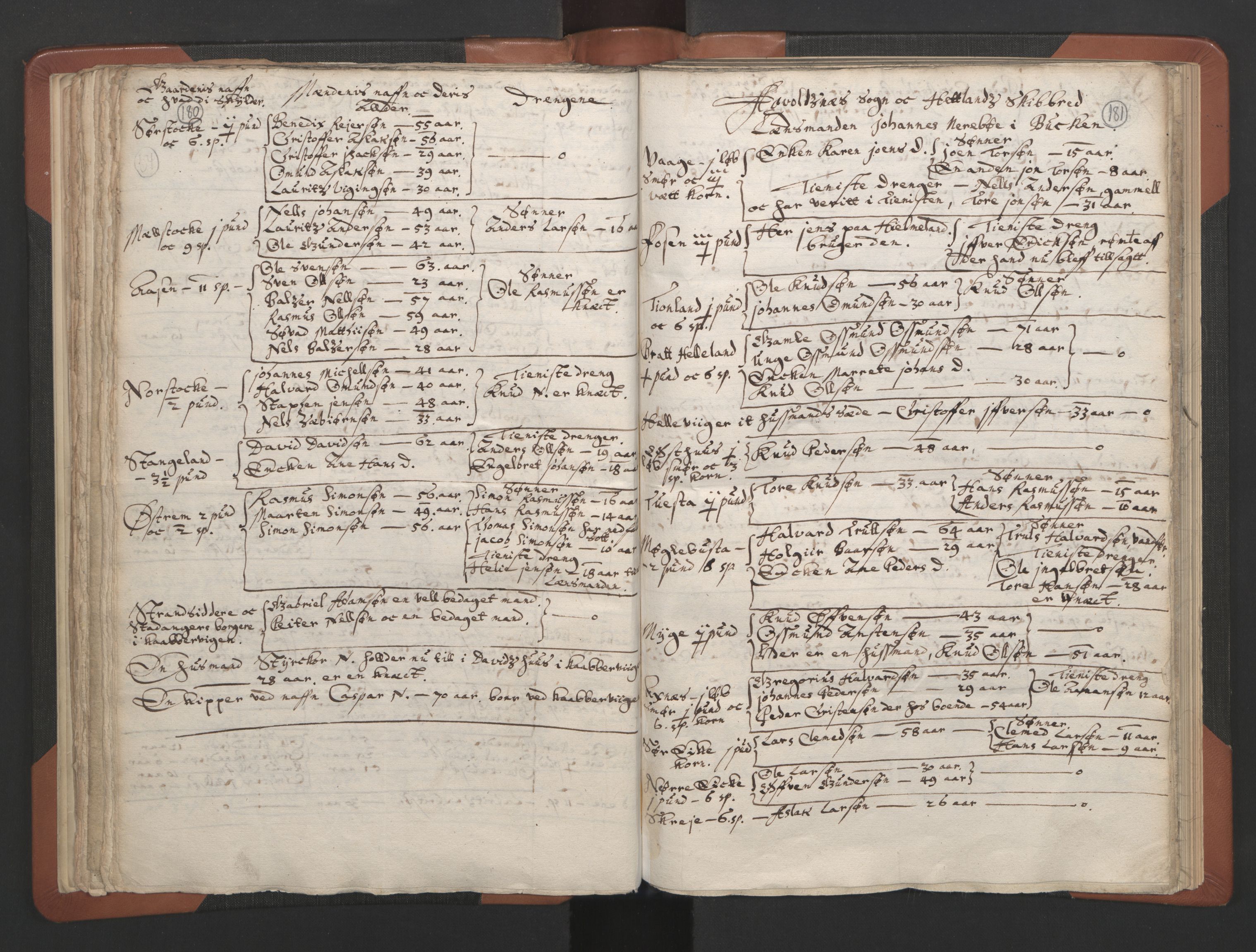 RA, Vicar's Census 1664-1666, no. 18: Stavanger deanery and Karmsund deanery, 1664-1666, p. 180-181