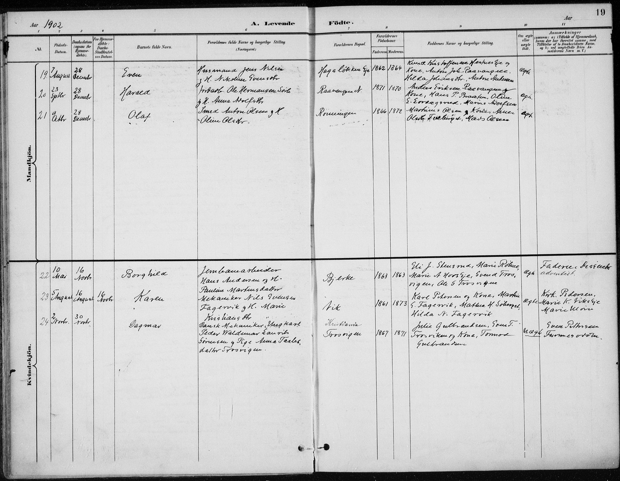 Stange prestekontor, AV/SAH-PREST-002/K/L0023: Parish register (official) no. 23, 1897-1920, p. 19