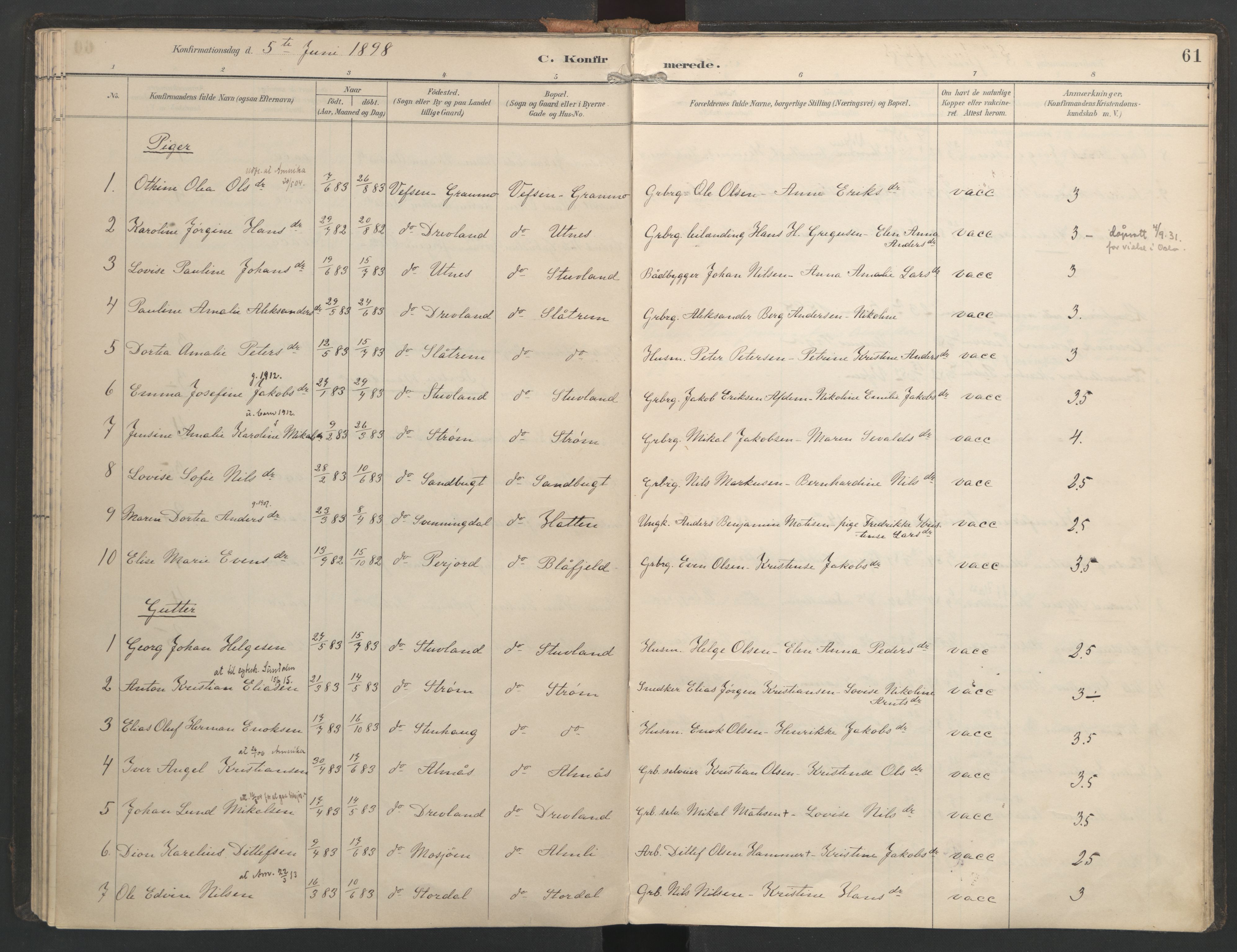 Ministerialprotokoller, klokkerbøker og fødselsregistre - Nordland, SAT/A-1459/821/L0317: Parish register (official) no. 821A01, 1892-1907, p. 61