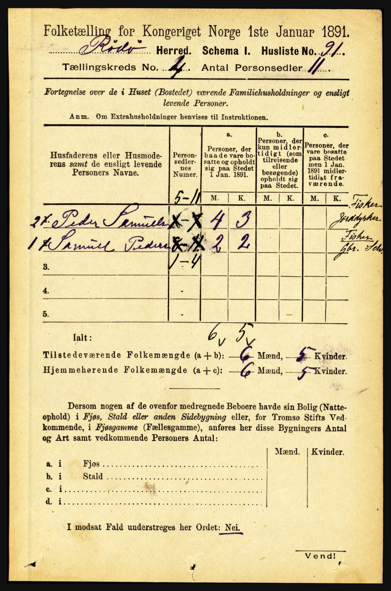 RA, 1891 census for 1836 Rødøy, 1891, p. 1576