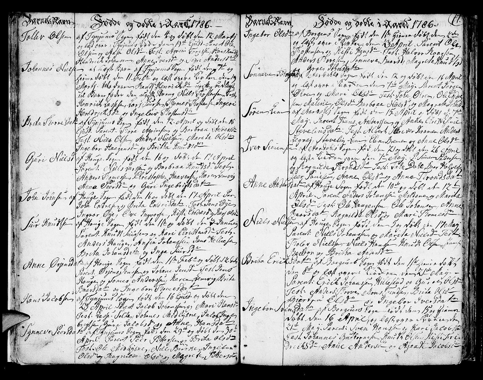 Lærdal sokneprestembete, SAB/A-81201: Parish register (official) no. A 3, 1783-1804, p. 17