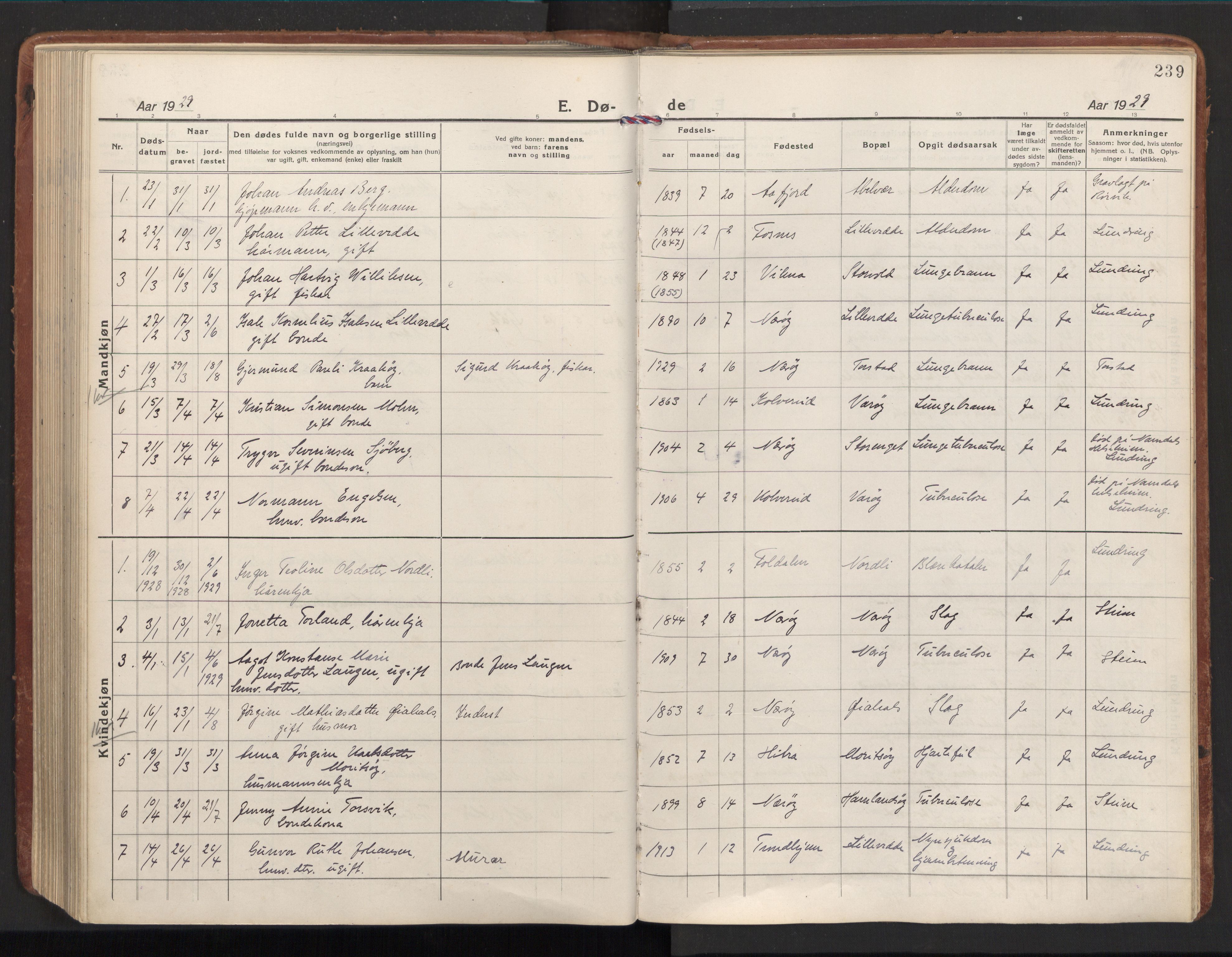 Ministerialprotokoller, klokkerbøker og fødselsregistre - Nord-Trøndelag, AV/SAT-A-1458/784/L0678: Parish register (official) no. 784A13, 1921-1938, p. 239