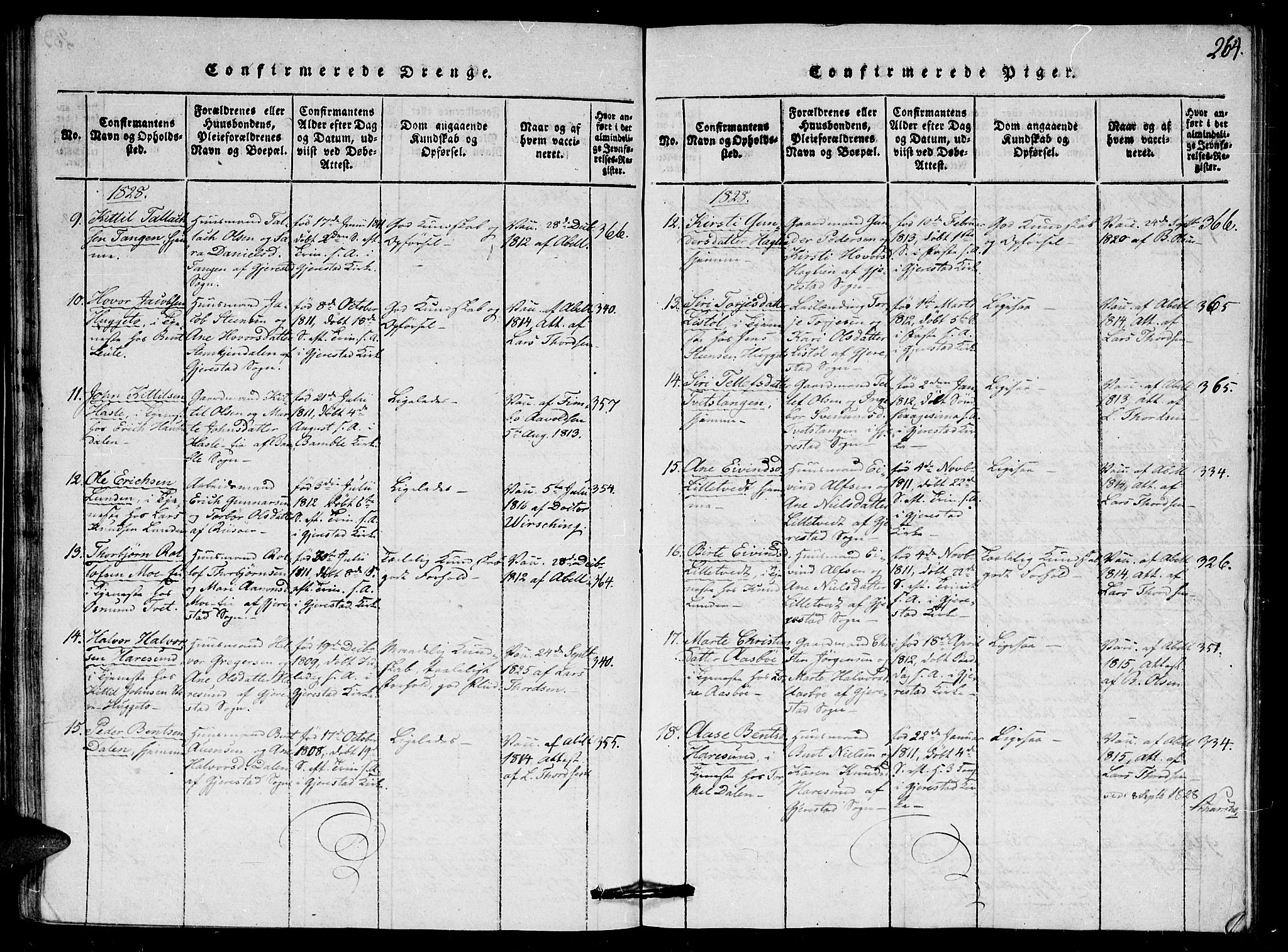 Gjerstad sokneprestkontor, AV/SAK-1111-0014/F/Fa/Faa/L0004: Parish register (official) no. A 4, 1816-1829, p. 264