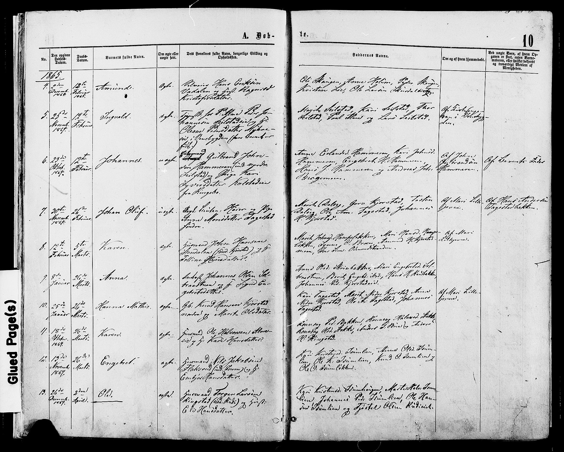 Sør-Fron prestekontor, SAH/PREST-010/H/Ha/Haa/L0002: Parish register (official) no. 2, 1864-1880, p. 10