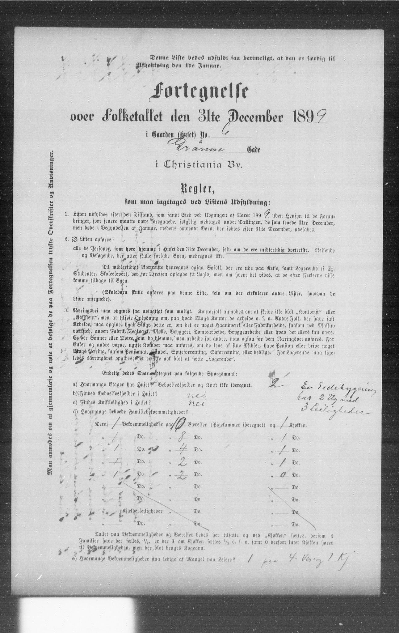 OBA, Municipal Census 1899 for Kristiania, 1899, p. 4343