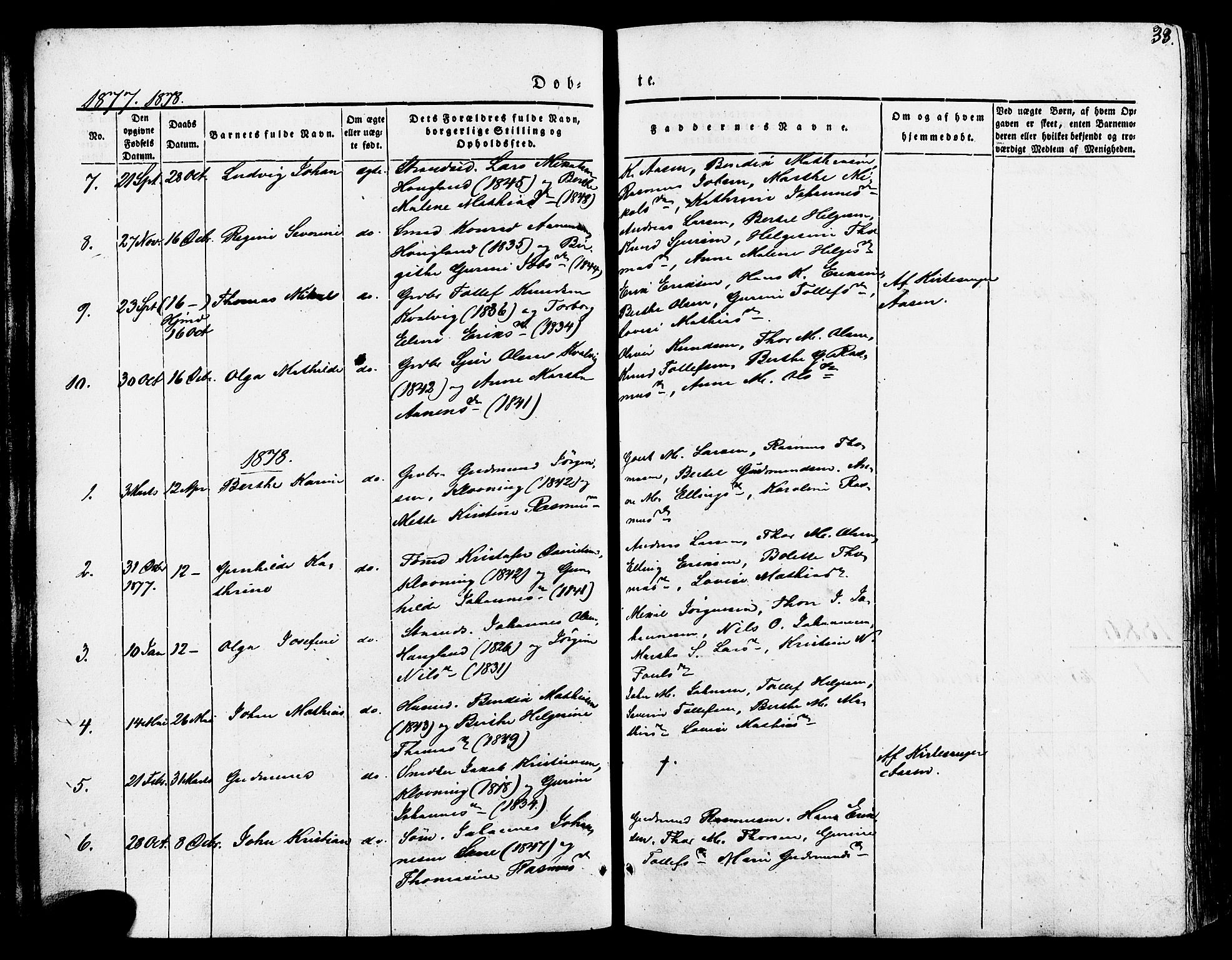 Torvastad sokneprestkontor, SAST/A -101857/H/Ha/Haa/L0007: Parish register (official) no. A 7, 1838-1882, p. 33