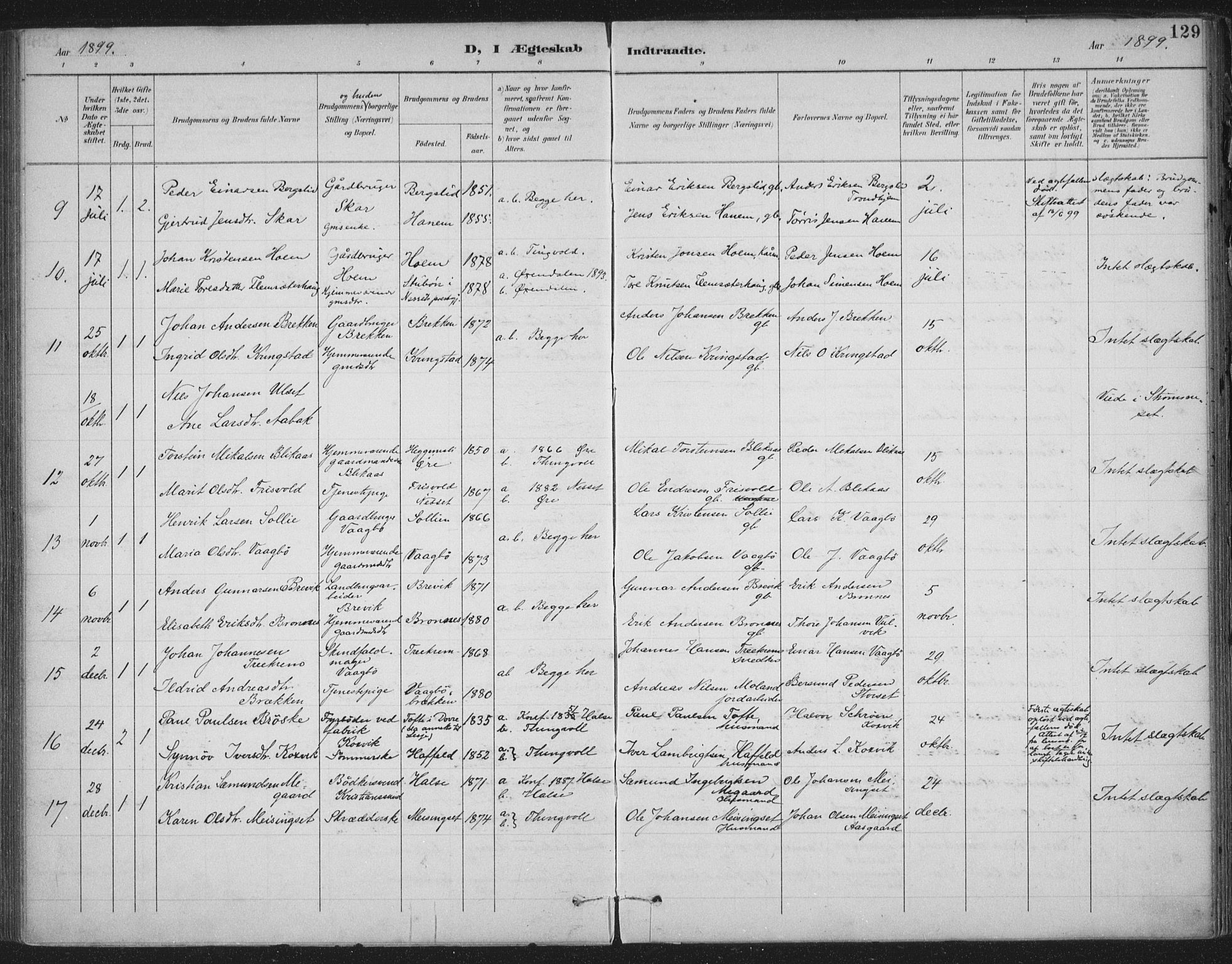 Ministerialprotokoller, klokkerbøker og fødselsregistre - Møre og Romsdal, AV/SAT-A-1454/586/L0988: Parish register (official) no. 586A14, 1893-1905, p. 129