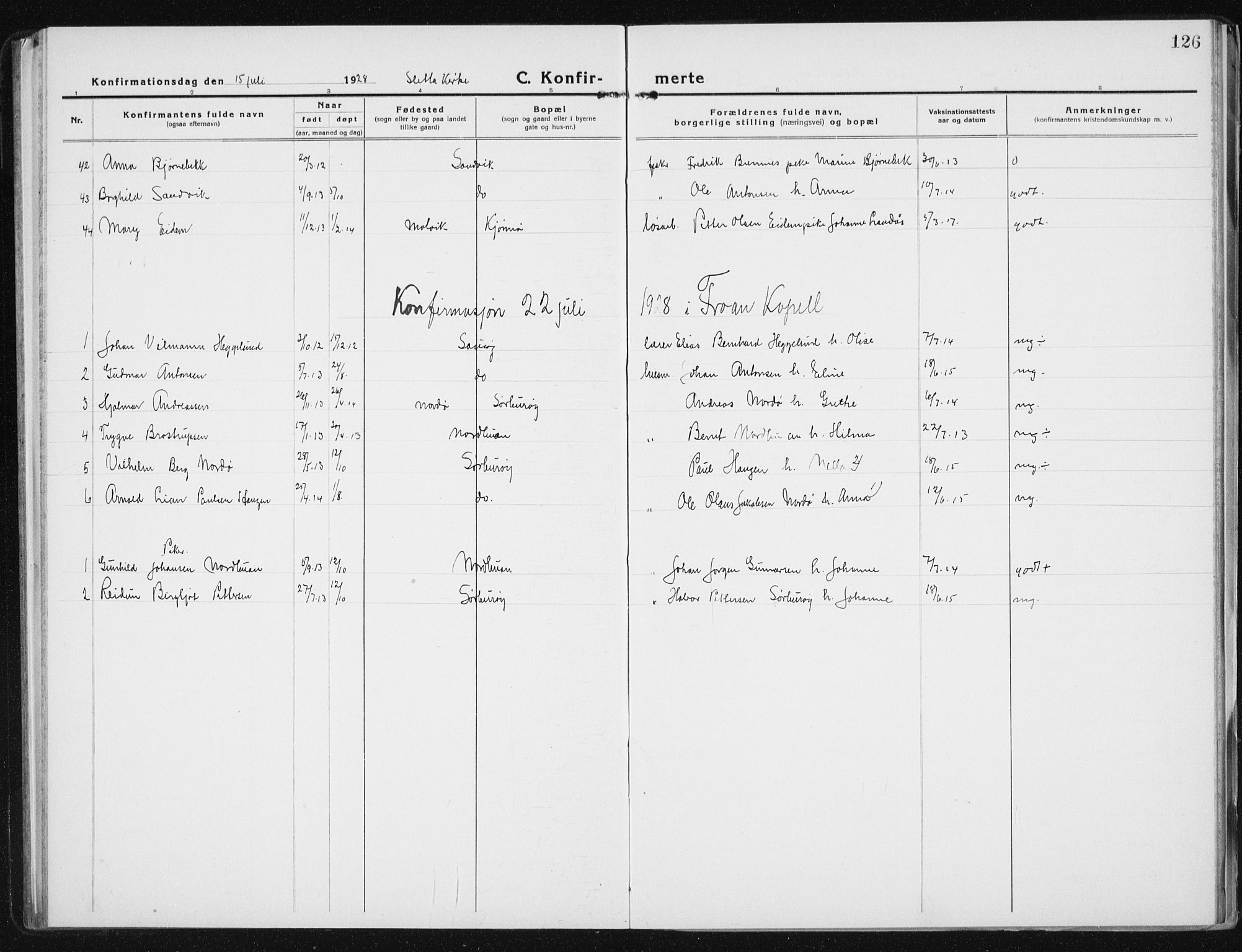 Ministerialprotokoller, klokkerbøker og fødselsregistre - Sør-Trøndelag, AV/SAT-A-1456/640/L0589: Parish register (copy) no. 640C06, 1922-1934, p. 126