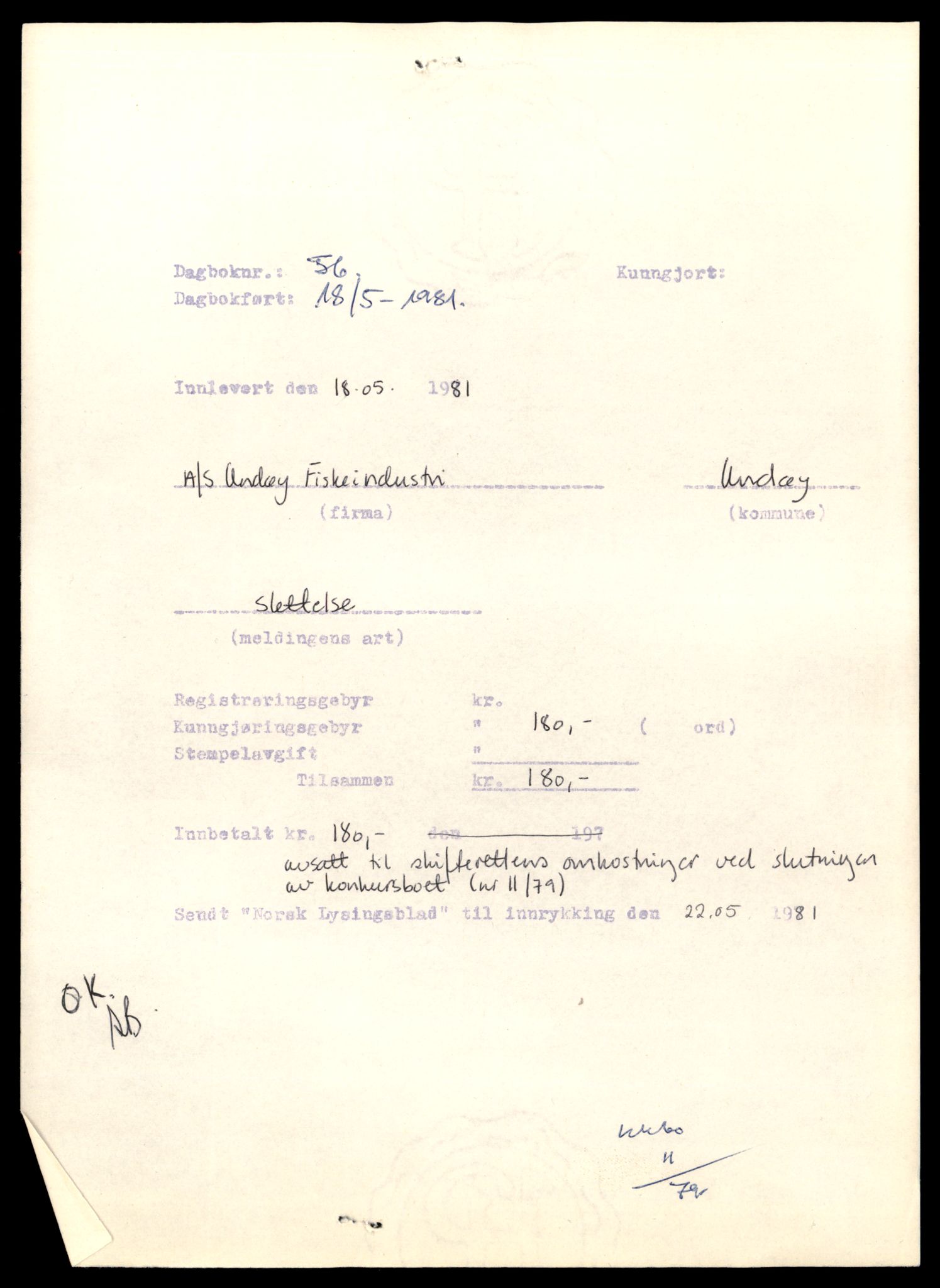 Vesterålen sorenskriveri, AV/SAT-A-4180/4/J/Jd/Jde/L0007: Bilag. Aksjeselskap, A, 1944-1990, p. 1