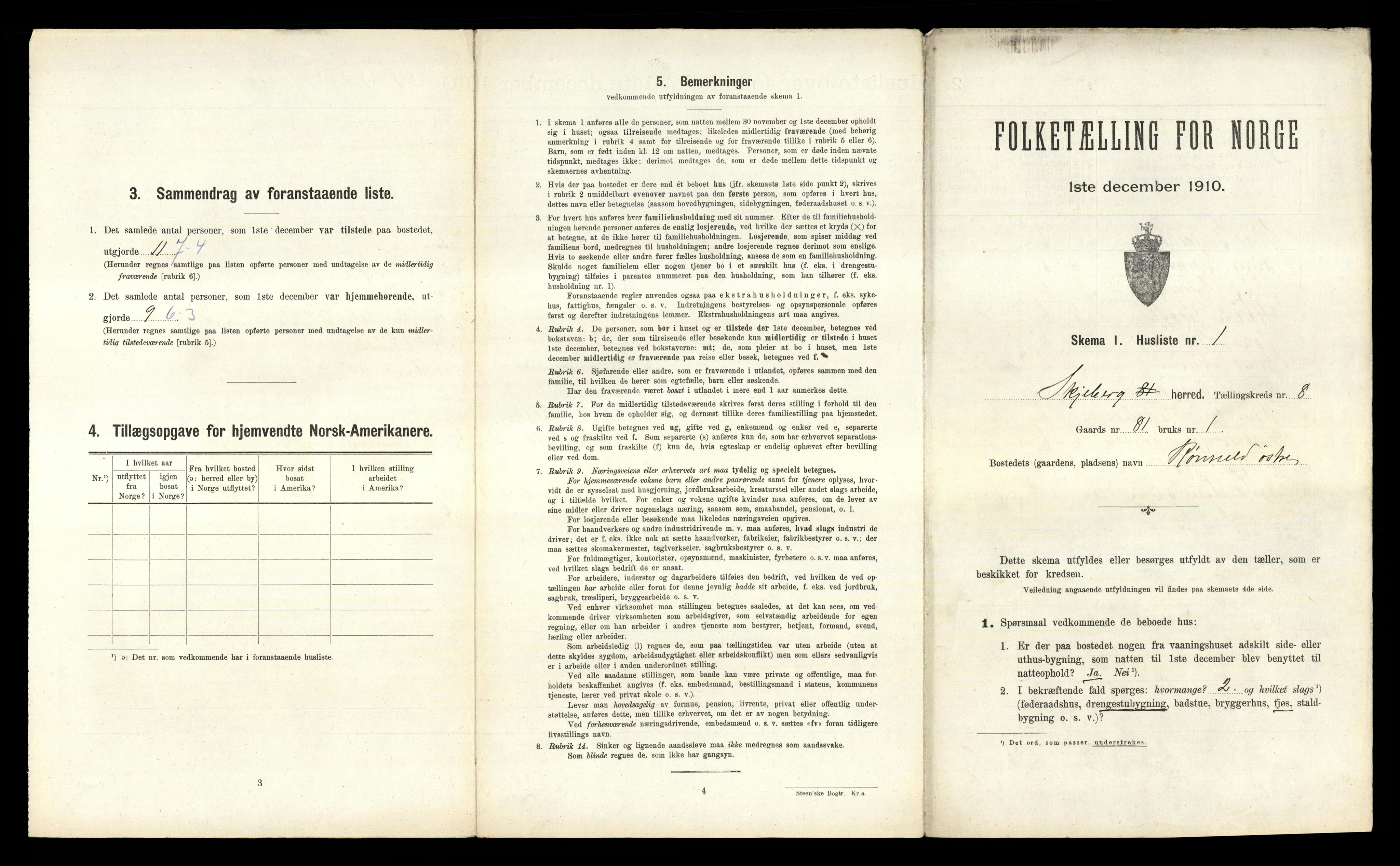 RA, 1910 census for Skjeberg, 1910, p. 1084