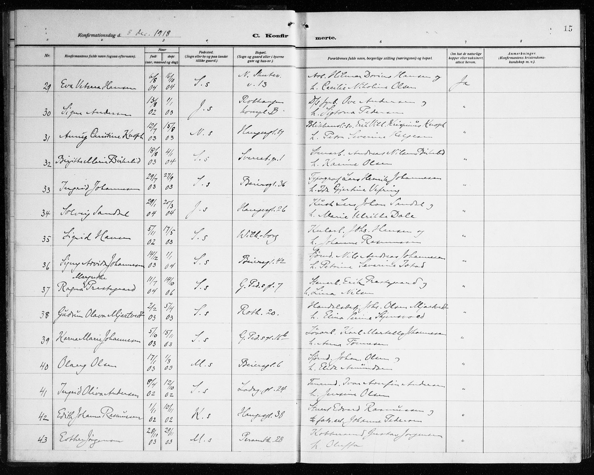 Sandviken Sokneprestembete, SAB/A-77601/H/Ha/L0012: Parish register (official) no. C 3, 1918-1926, p. 15