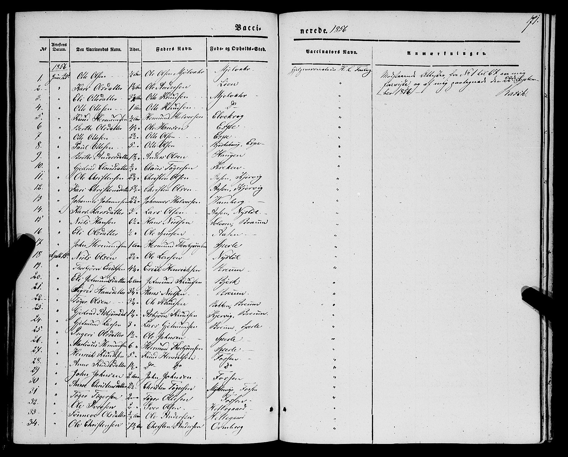 Jostedal sokneprestembete, SAB/A-80601/H/Haa/Haaa/L0005: Parish register (official) no. A 5, 1849-1877, p. 171