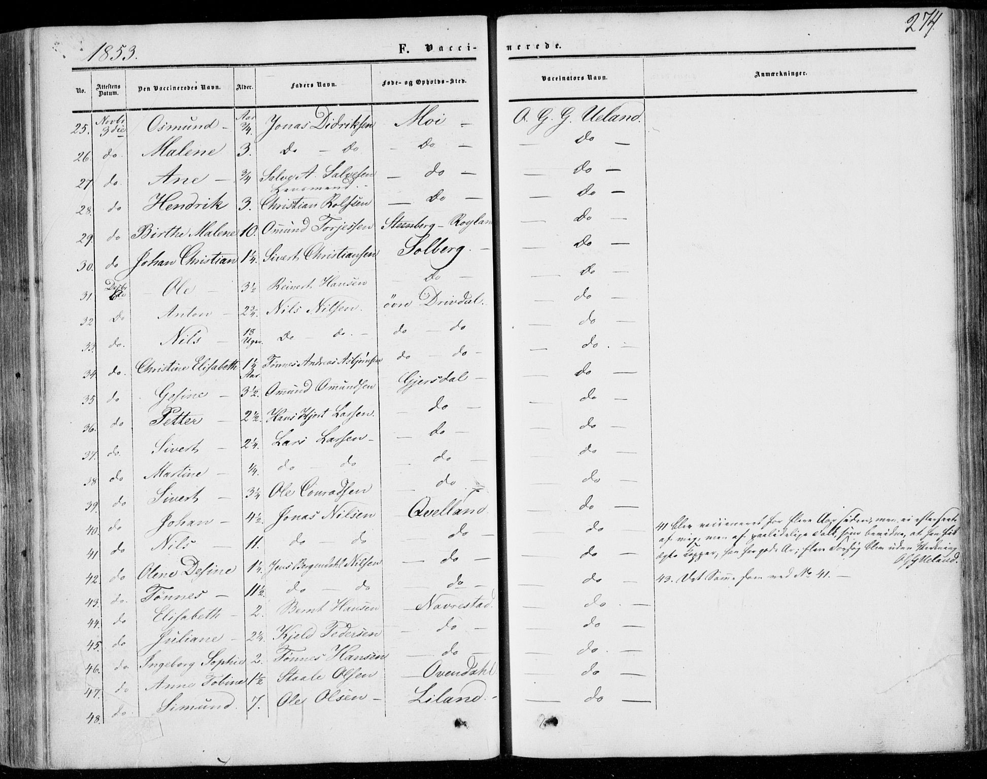 Lund sokneprestkontor, AV/SAST-A-101809/S06/L0009: Parish register (official) no. A 8, 1853-1877, p. 274