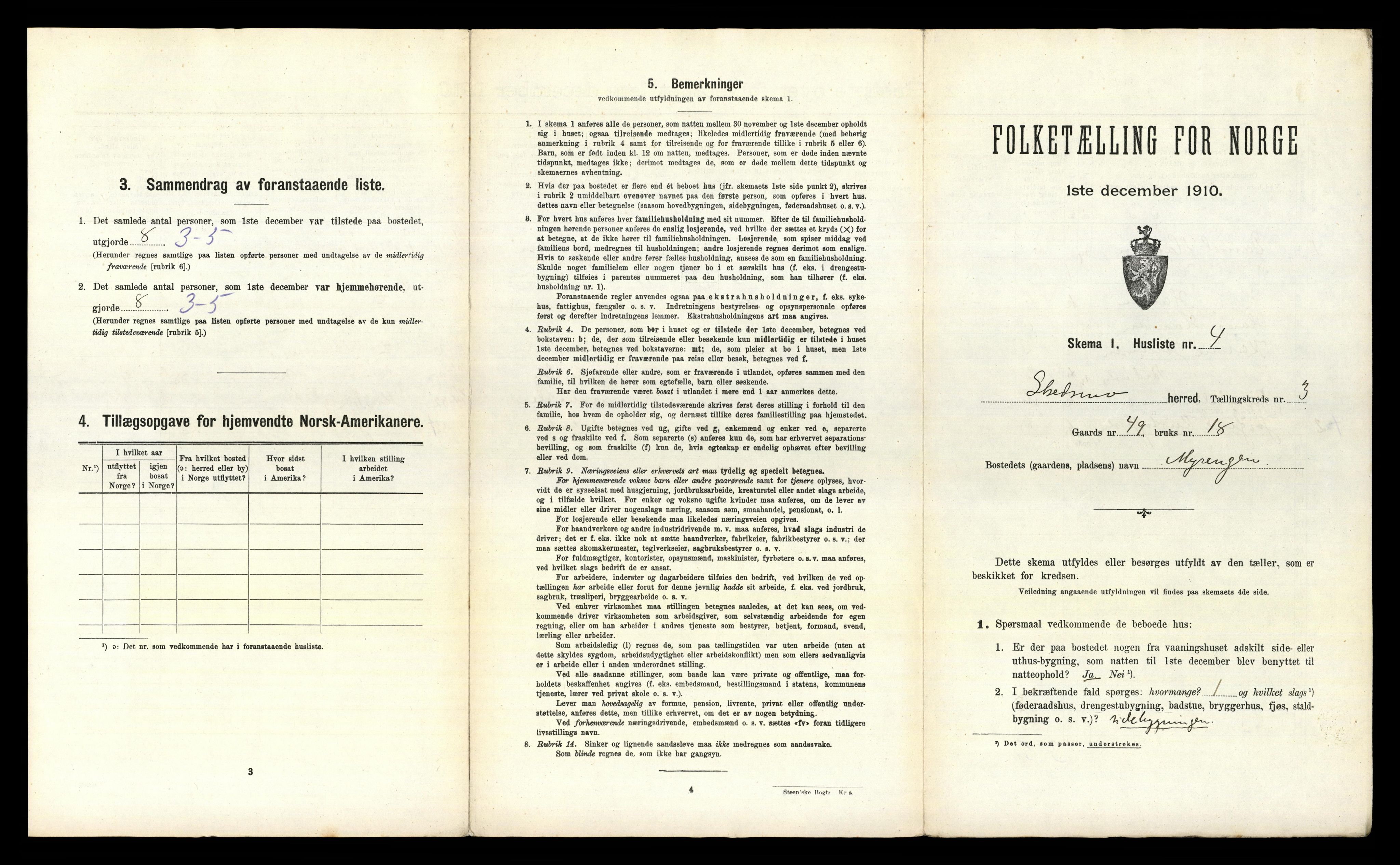 RA, 1910 census for Skedsmo, 1910, p. 607