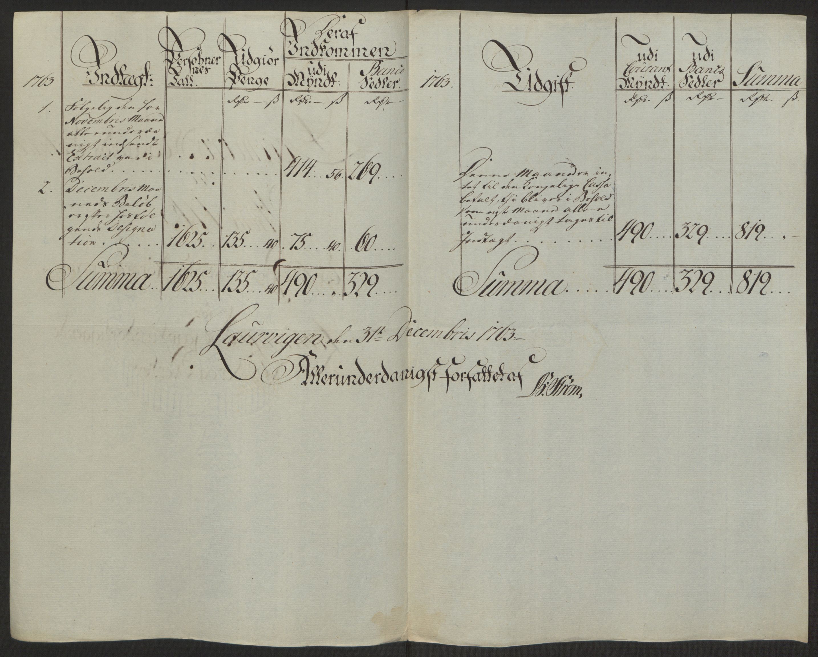 Rentekammeret inntil 1814, Reviderte regnskaper, Byregnskaper, AV/RA-EA-4066/R/Ri/L0183/0001: [I4] Kontribusjonsregnskap / Ekstraskatt, 1762-1768, p. 162