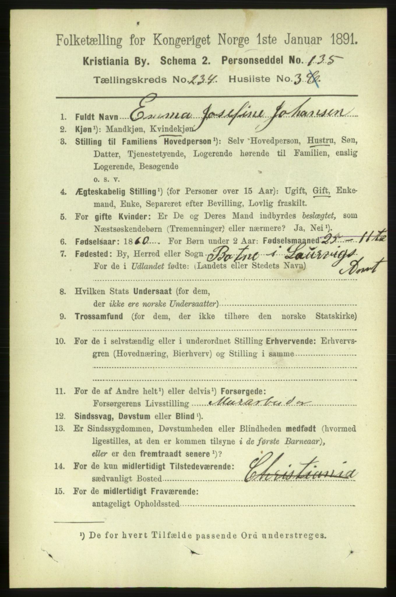 RA, 1891 census for 0301 Kristiania, 1891, p. 143596