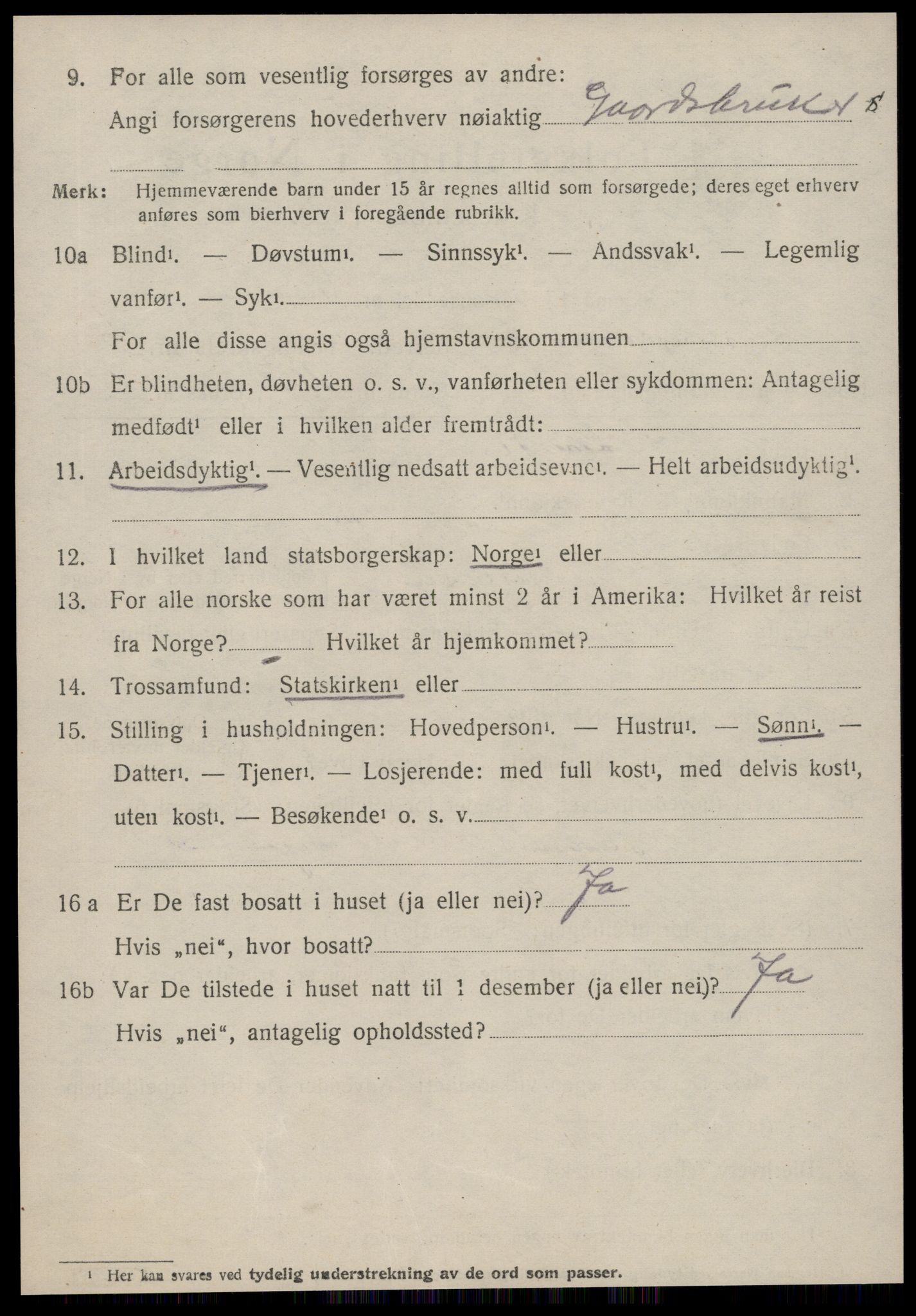 SAT, 1920 census for Sunnylven, 1920, p. 2431