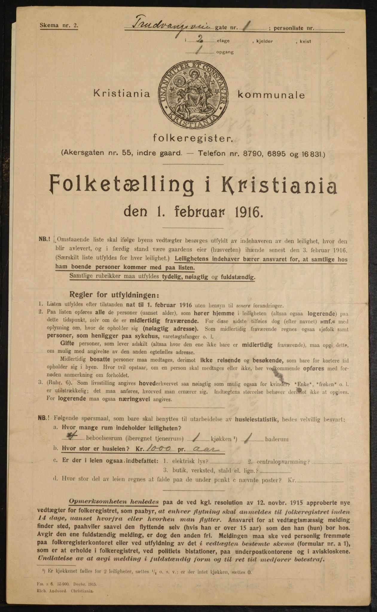 OBA, Municipal Census 1916 for Kristiania, 1916, p. 120505