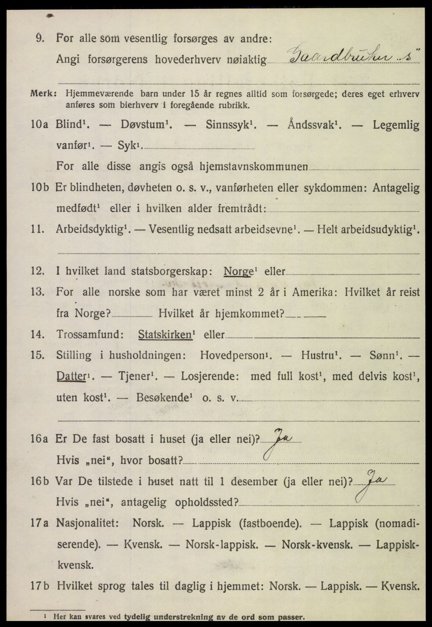 SAT, 1920 census for Namdalseid, 1920, p. 2933