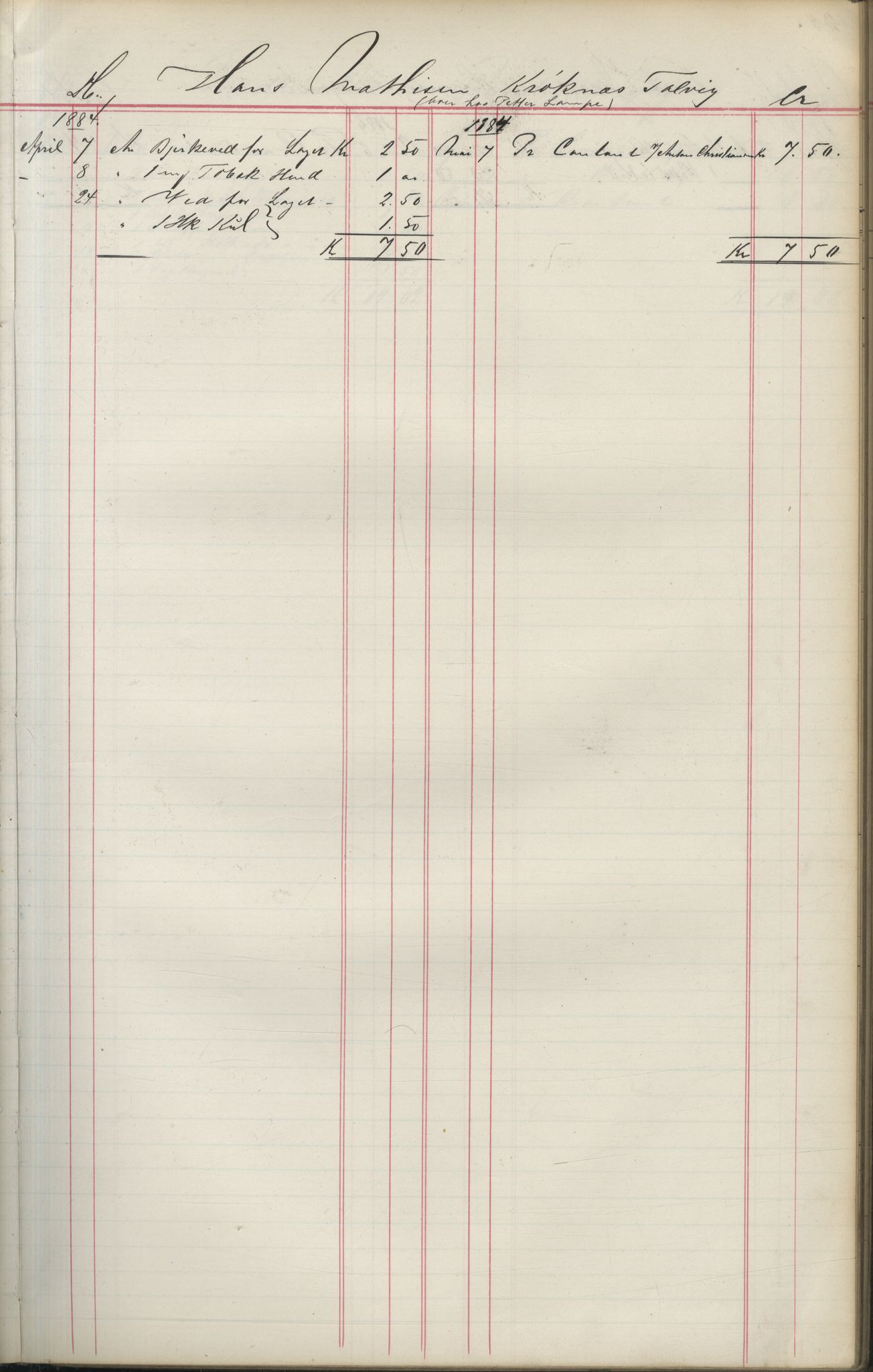 Brodtkorb handel A/S, VAMU/A-0001/F/Fa/L0004/0001: Kompanibøker. Utensogns / Compagnibog for Udensogns Fiskere No 15. Fra A - H, 1882-1895, p. 99
