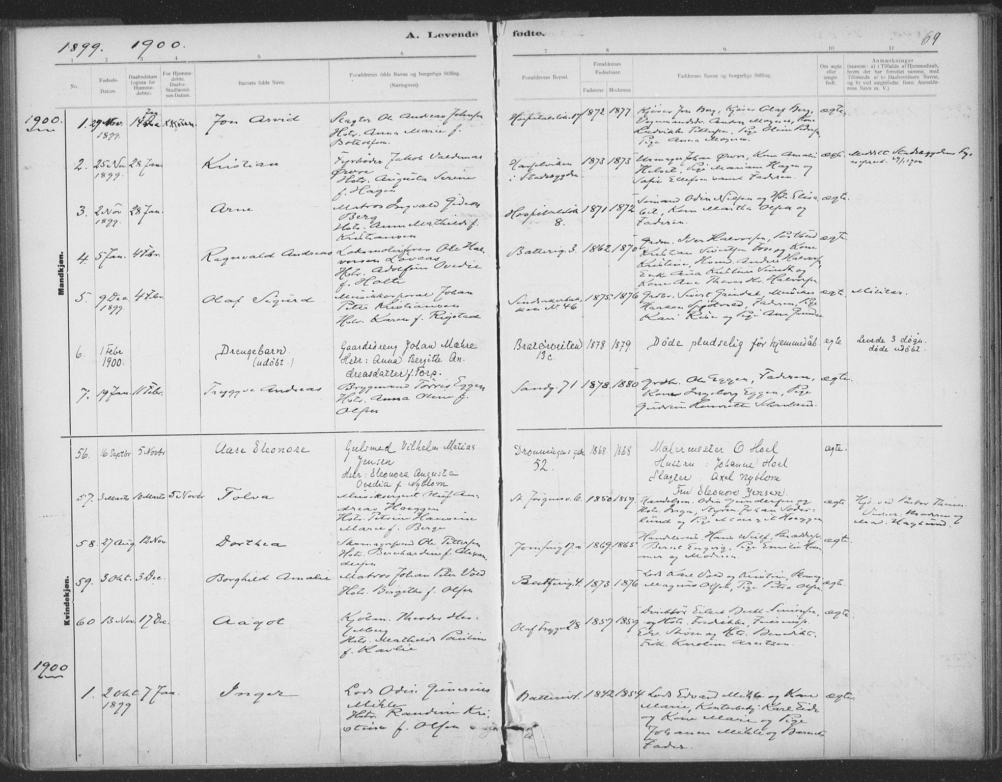Ministerialprotokoller, klokkerbøker og fødselsregistre - Sør-Trøndelag, SAT/A-1456/602/L0122: Parish register (official) no. 602A20, 1892-1908, p. 69