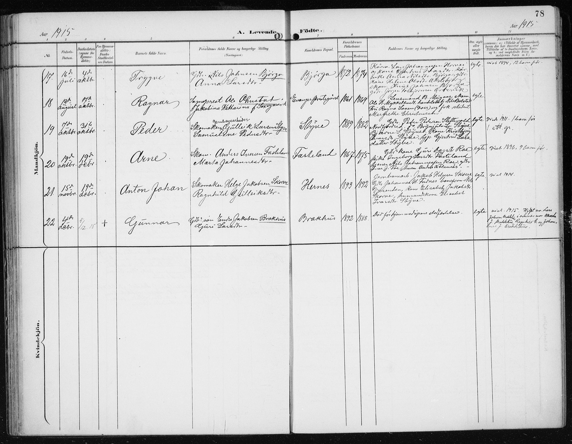 Evanger sokneprestembete, SAB/A-99924: Parish register (official) no. A  3, 1900-1930, p. 78
