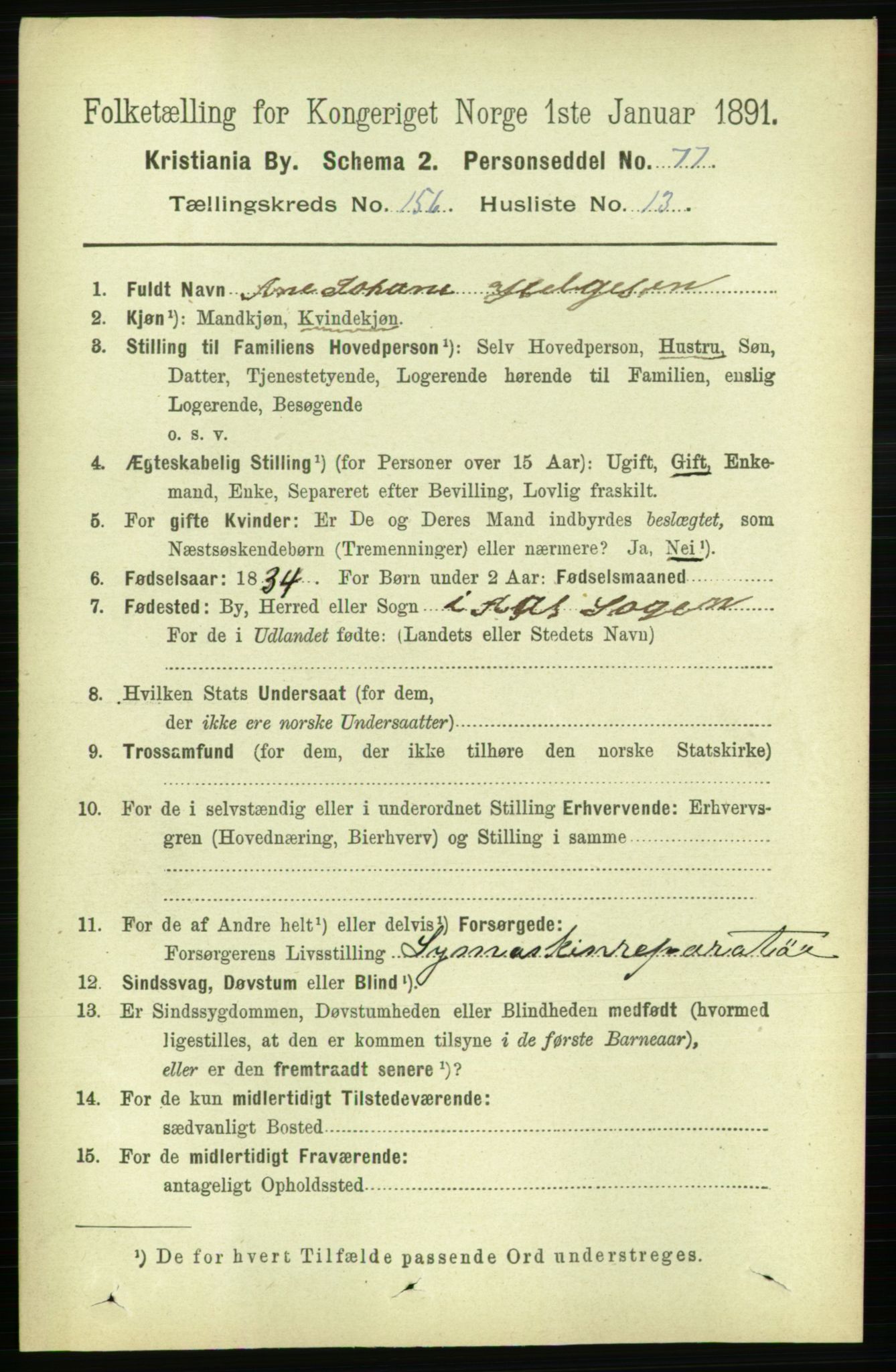 RA, 1891 census for 0301 Kristiania, 1891, p. 88971